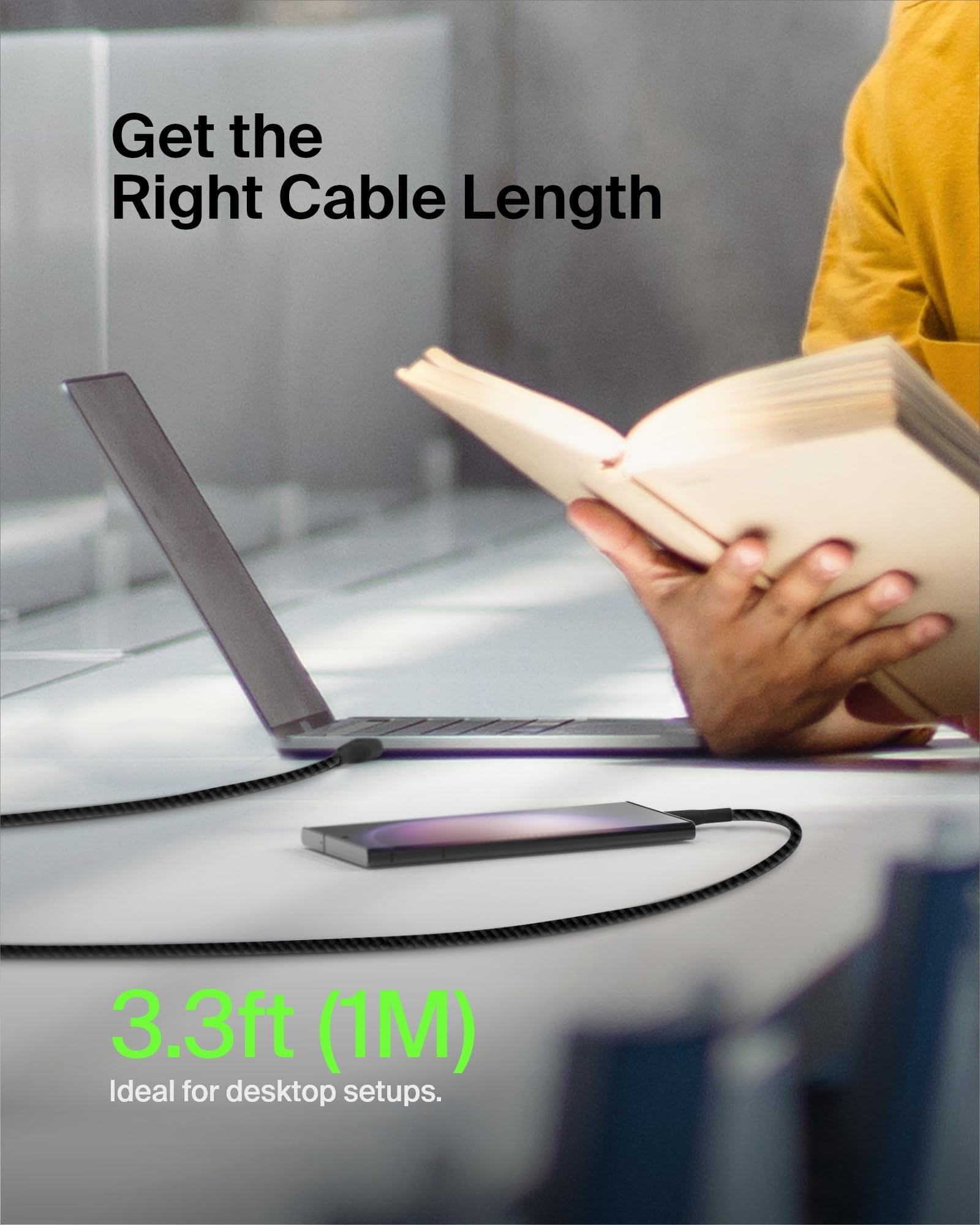 Belkin CAB002bt1MBK Cable Braided USB-C to USB-A 1M Negro