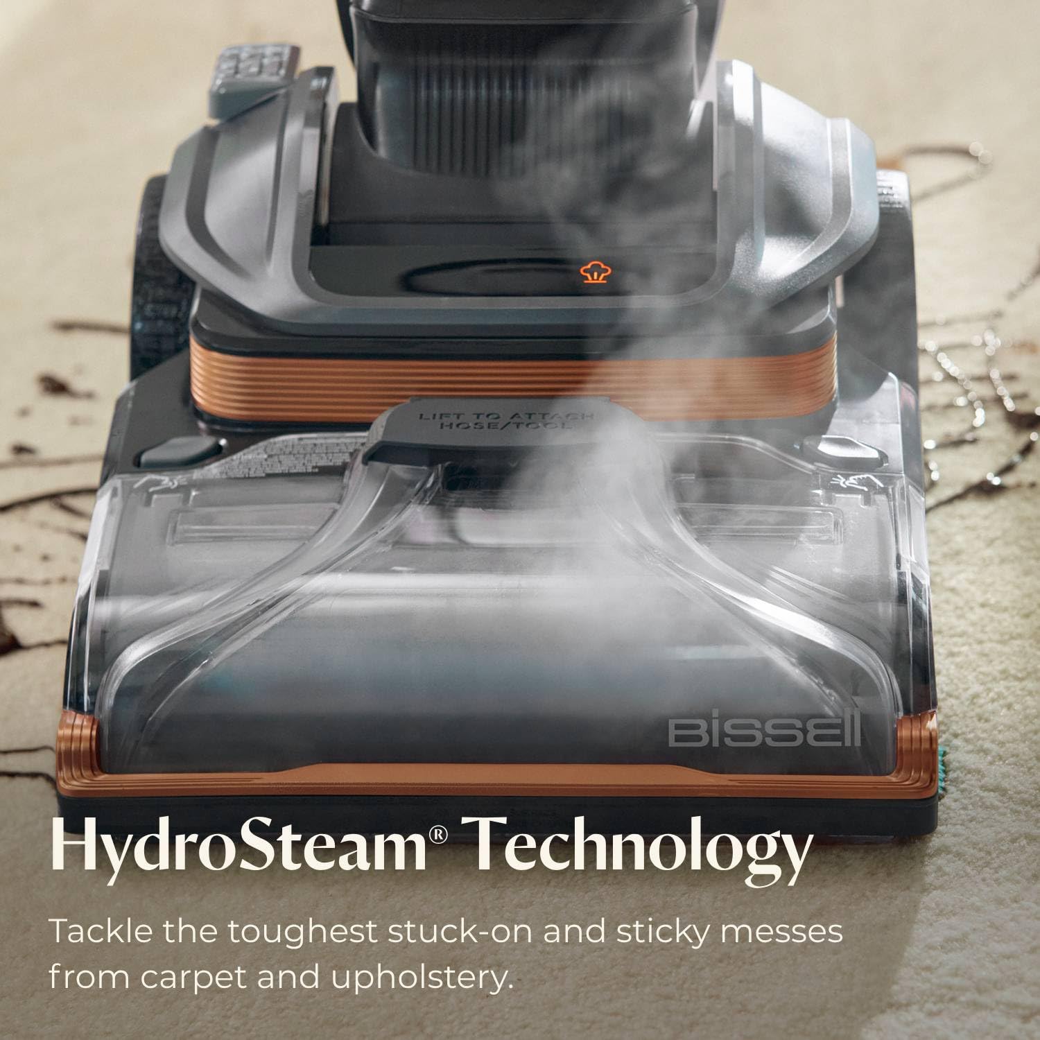 BISSELL Revolution HydroSteam Limpiador de alfombras para mascotas, limpiador profundo vertical, tecnología HydroSteam, herramienta de tapicería para mascotas 2 en 1 y fórmulas incluidas, 3432