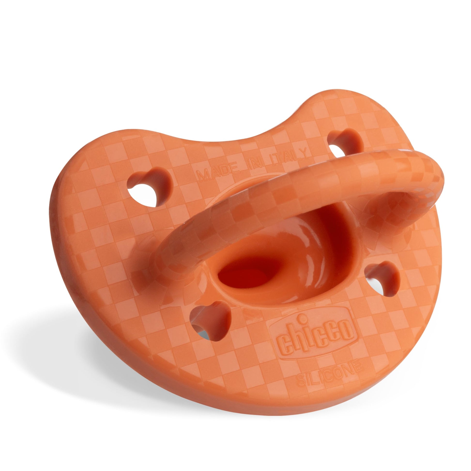 Chicco PhysioForma® - Chupete de silicona de lujo de una pieza para bebés de 16 a 24 m | Escudo texturizado de moda | Sin BPA y látex | Funda esterilizante reutilizable | Terracota, 2 unidades