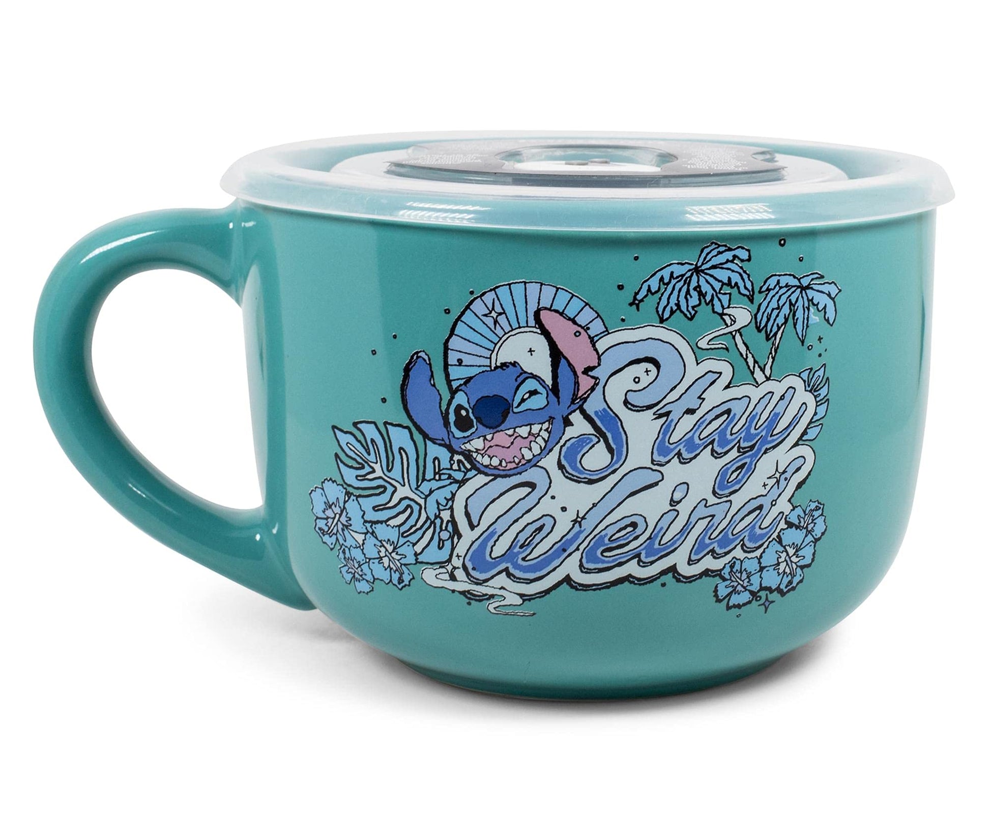 Taza de Sopa de Cerámica Silver Buffalo Lilo and Stitch Plata con Tapa Ventilada