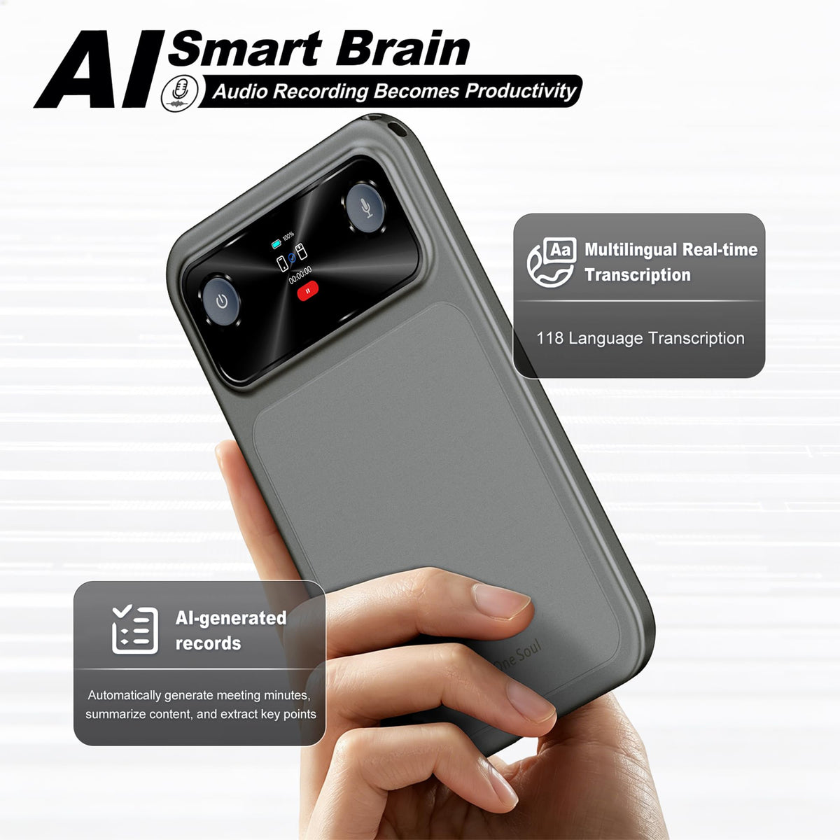 Grabadora de Voz iDoime IA 16 GB micrófono Dual transcripción multilingüe