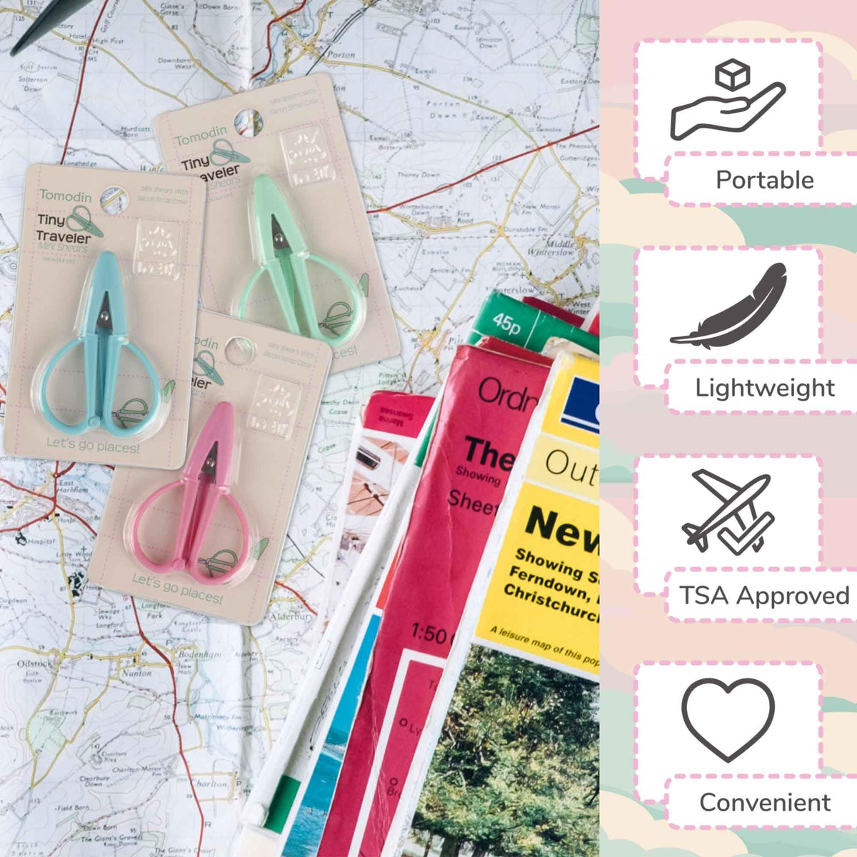 JubileeYarn Tiny Traveler Scissors - Mini Tijeras Portátiles para Avión Compatibles con TSA - Sun Drenched, Endless Desert, Coral Reef - 3 Unidades en Total