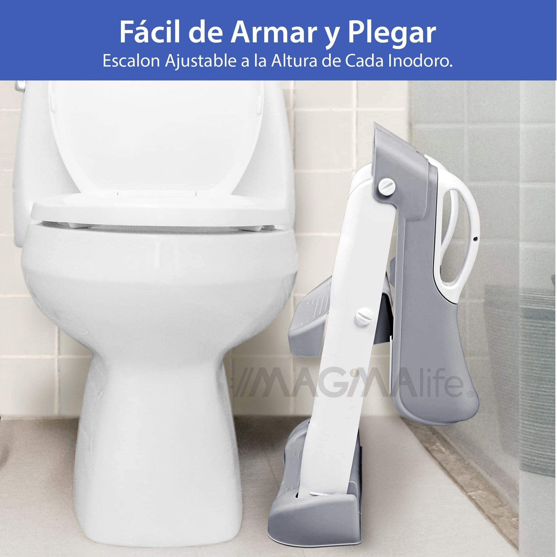 MAGMALIFE Baño Entrenador para Bebé, Asiento Entrenador para Baño con Escalera Antideslizante, Taburete Plegable Infantil para Taza de Baño, Fácil de Guardar, Asiento Ergonómico, Edad de 2 a 5 Años