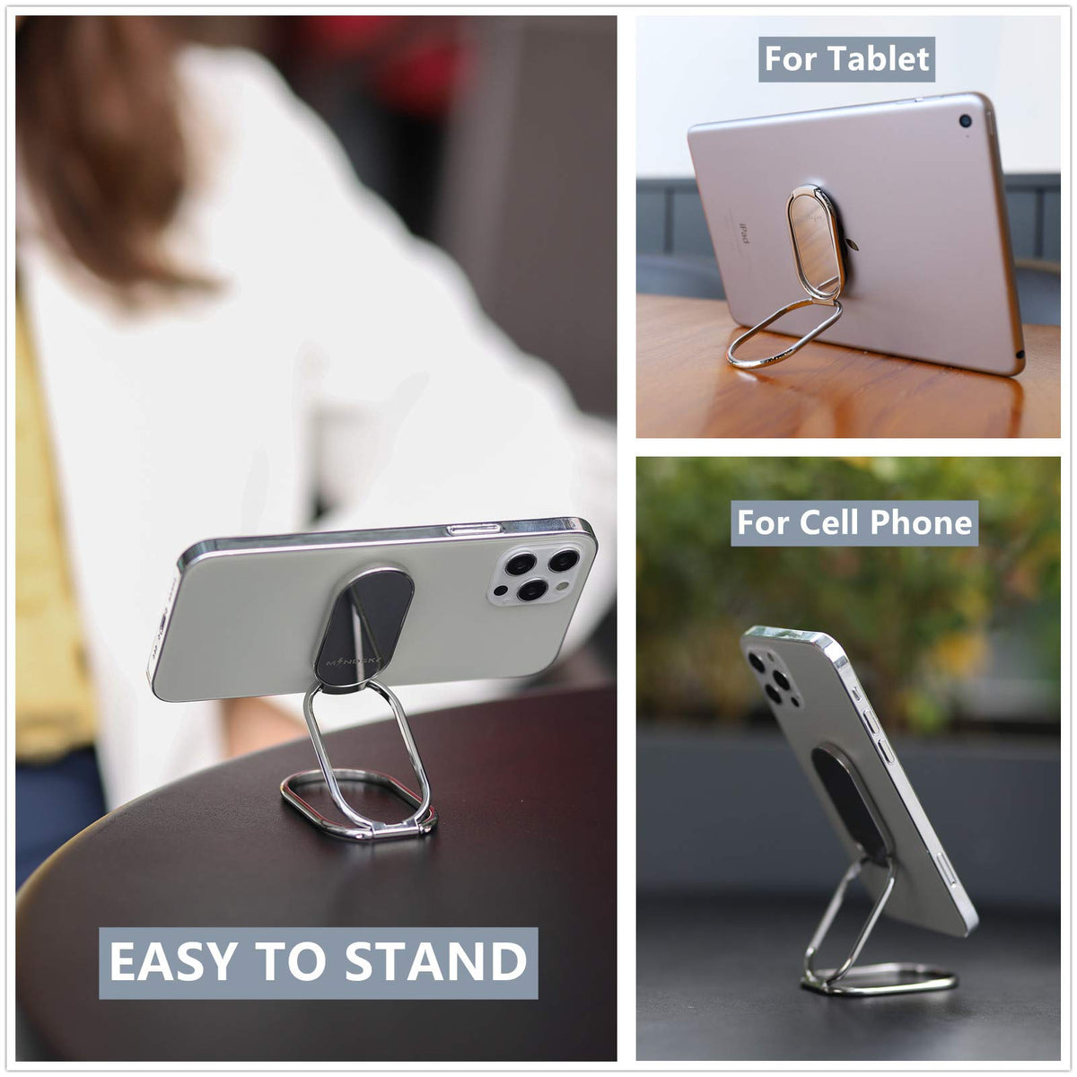 Soporte Magnético Mindsky Plata Compatible con iPhone, iPad, Smartphones y Tabletas