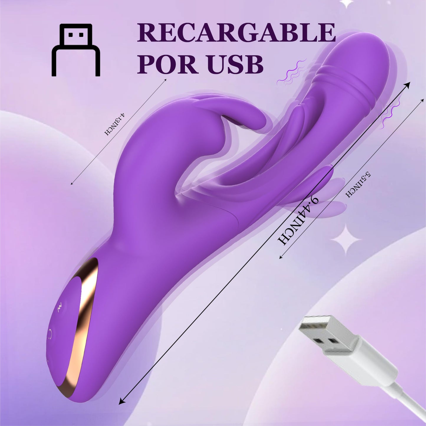 Conejo Vibrador Juguetes Sexuales para Mujeres, 3 En 1 Punto G Dildos Vibradores con 12 Flapping y 12 Modos de Vibración Juguetes para Adultos, Anal Vibrador Consolador Pezón Clítoris Estimulador Femenino Juguete Sexual, Juguete Adulto para Parejas