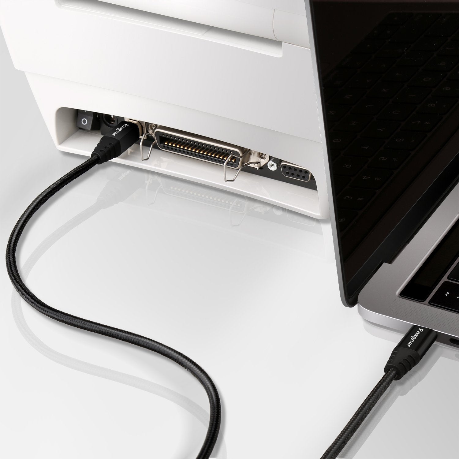 Cable USB C a USB B Midi Fasgear Negro 5m Nylon Braided con Conector Metálico para Impresoras y Teclado Piano