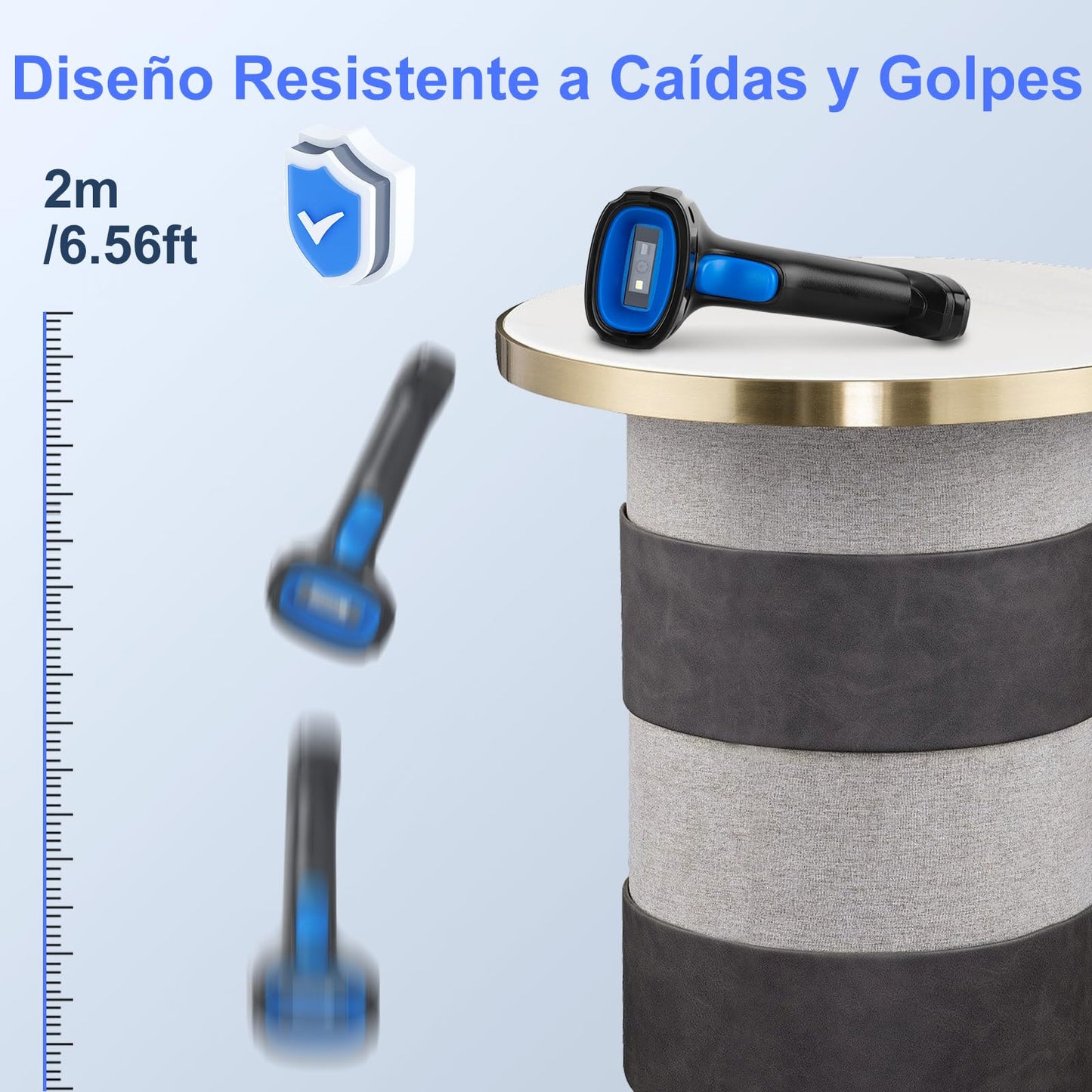 Escaner Codigo de Barras 3 en 1 - 2D 1D Lector Código de Barras Bluetooth Inalámbrico 2.4GHz - Scanner Código de Barras Láser Alámbrico para Supermercado/Biblioteca/Teléfono Android/iOS/PC/Windows/Mac