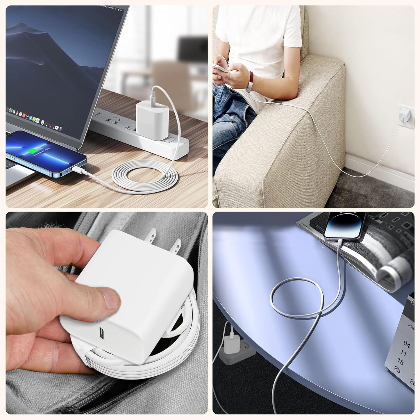 JUGLUTE 25W Cargador iPhone Original, Cargador Tipo C con 1.5M Cable USB C Carga Rapida para iPhone 14/14Pro MAX/12/12 Pro/13/13Pro/11/11Pro/ X/XS/XR