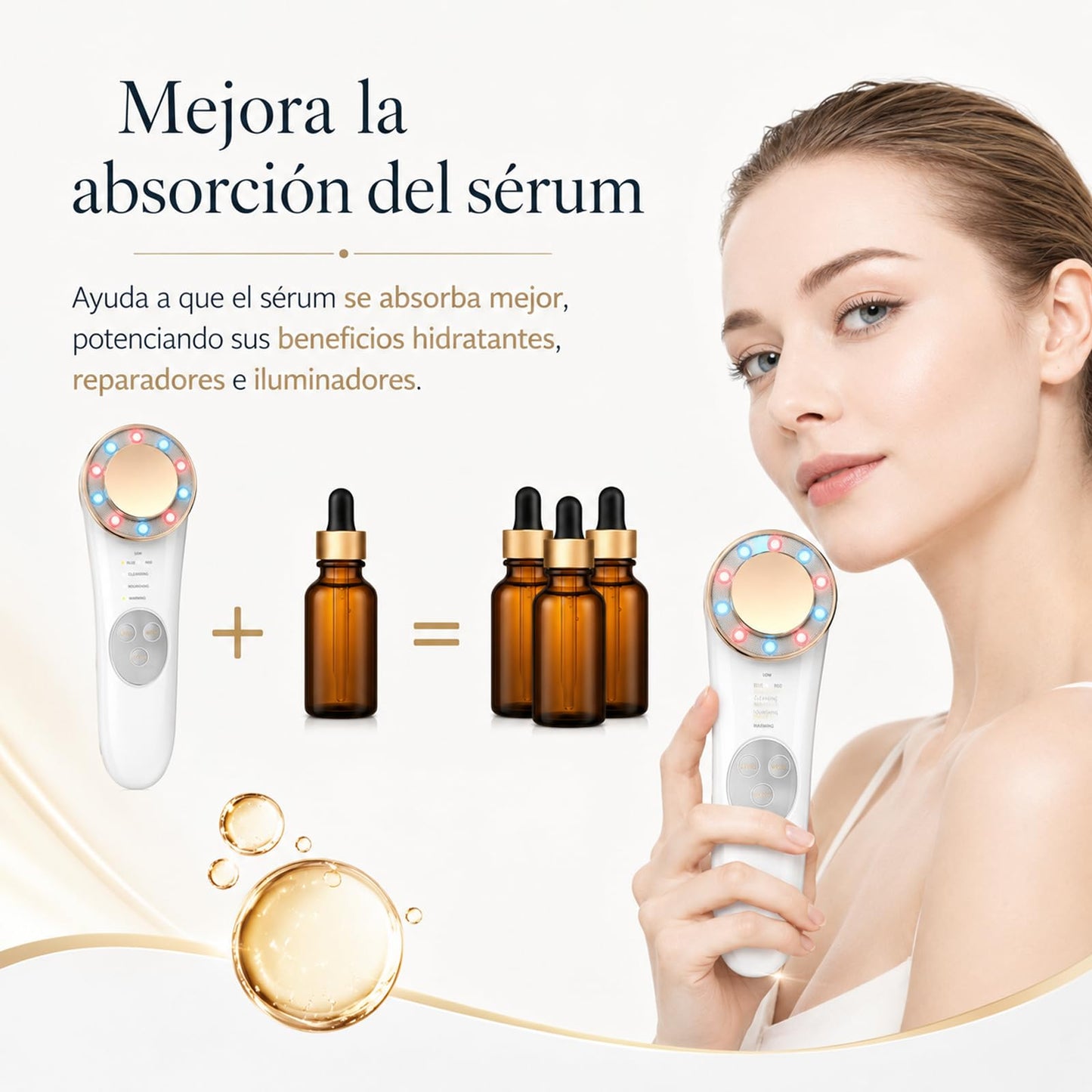 Masajeador Facial Eléctrico,Dispositivo de Belleza Facial,7 en 1 Máquina con Frío Calor Fototerapia Roja y Cuidado de Ojos,Limpieza Profunda,Mujer Portátil Recargable USB Regalo para Mujer