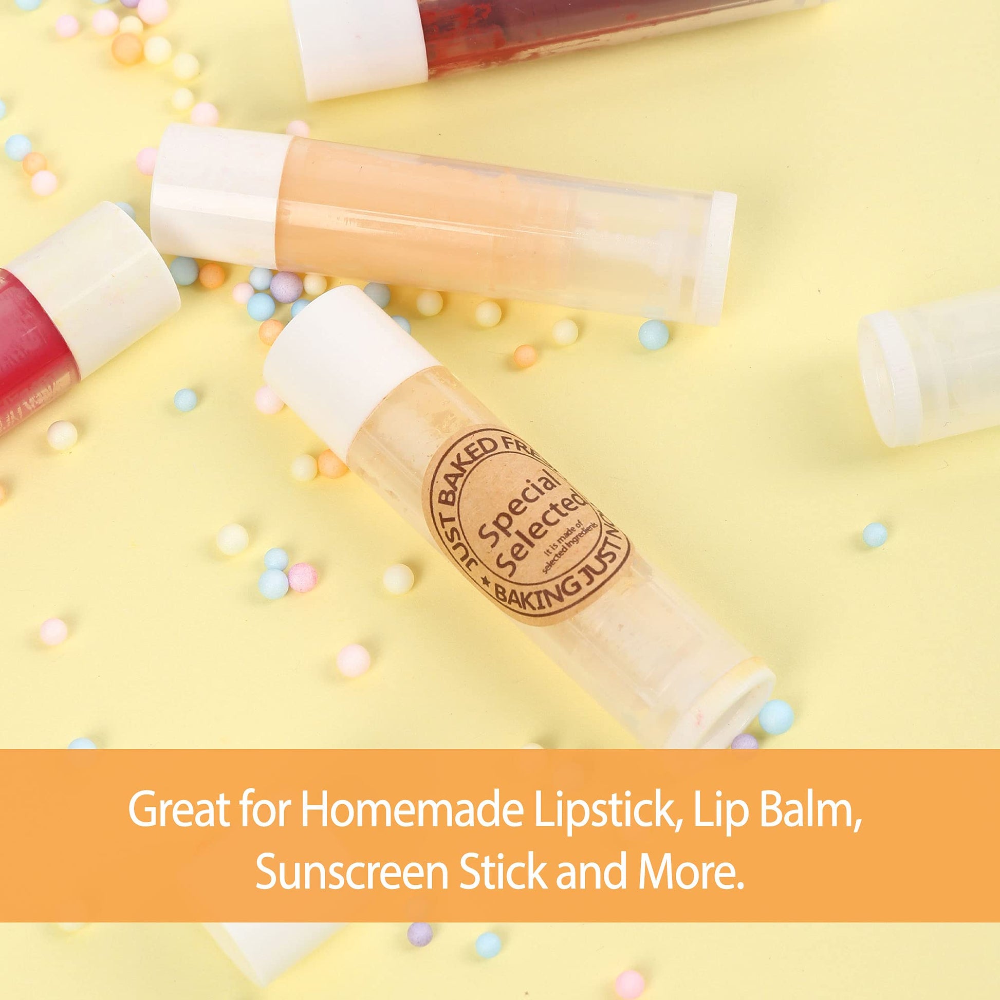 LotFancy 60 tubos de bálsamo labial vacíos, 5,5 ml (3/16 onzas), tubos transparentes con tapas blancas, sin BPA y sin fugas, rellenables, para maquillaje cosmético DIY