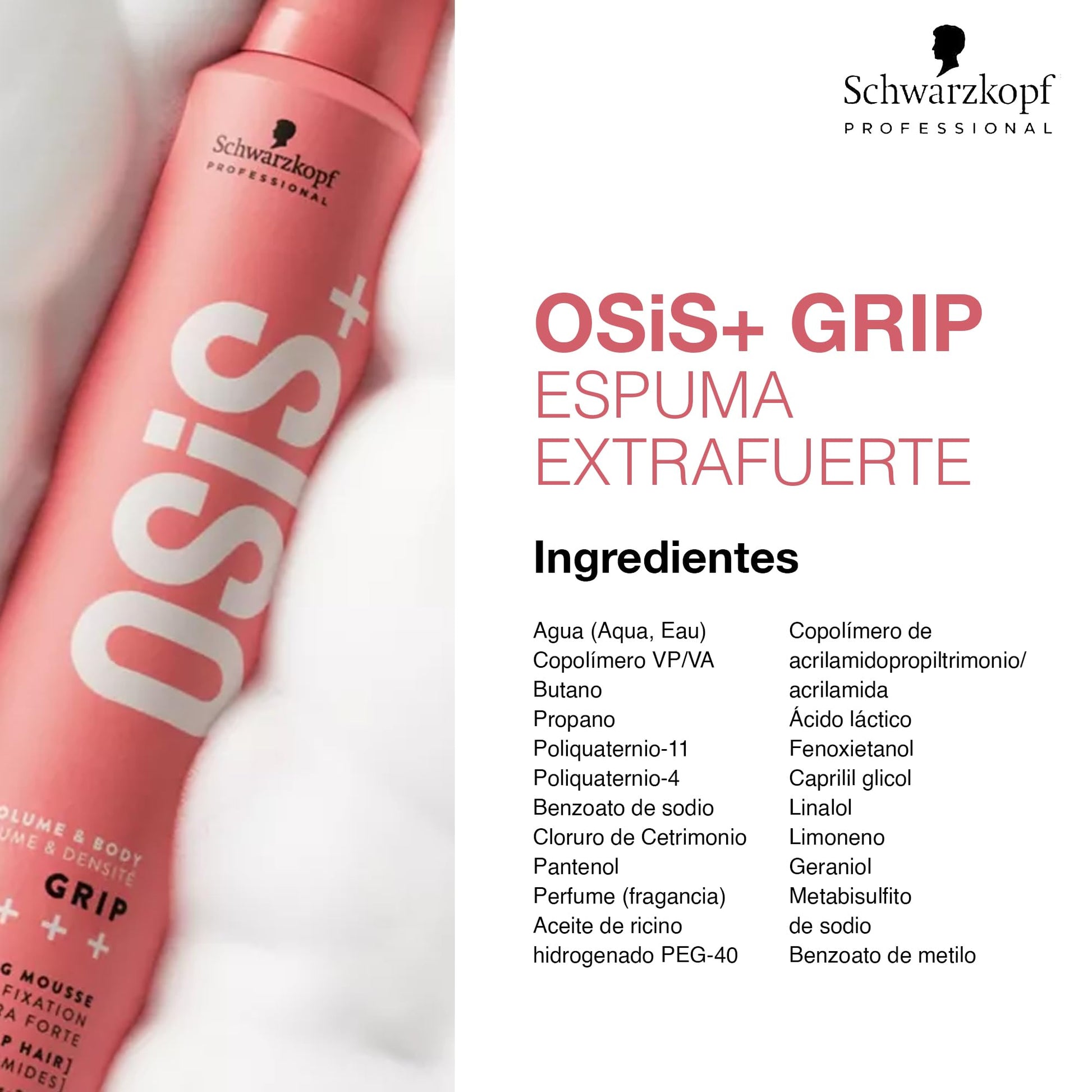 Espuma de Fijación Extrafuerte Osis Grip Natural con Protección Térmica y Control de Frizz