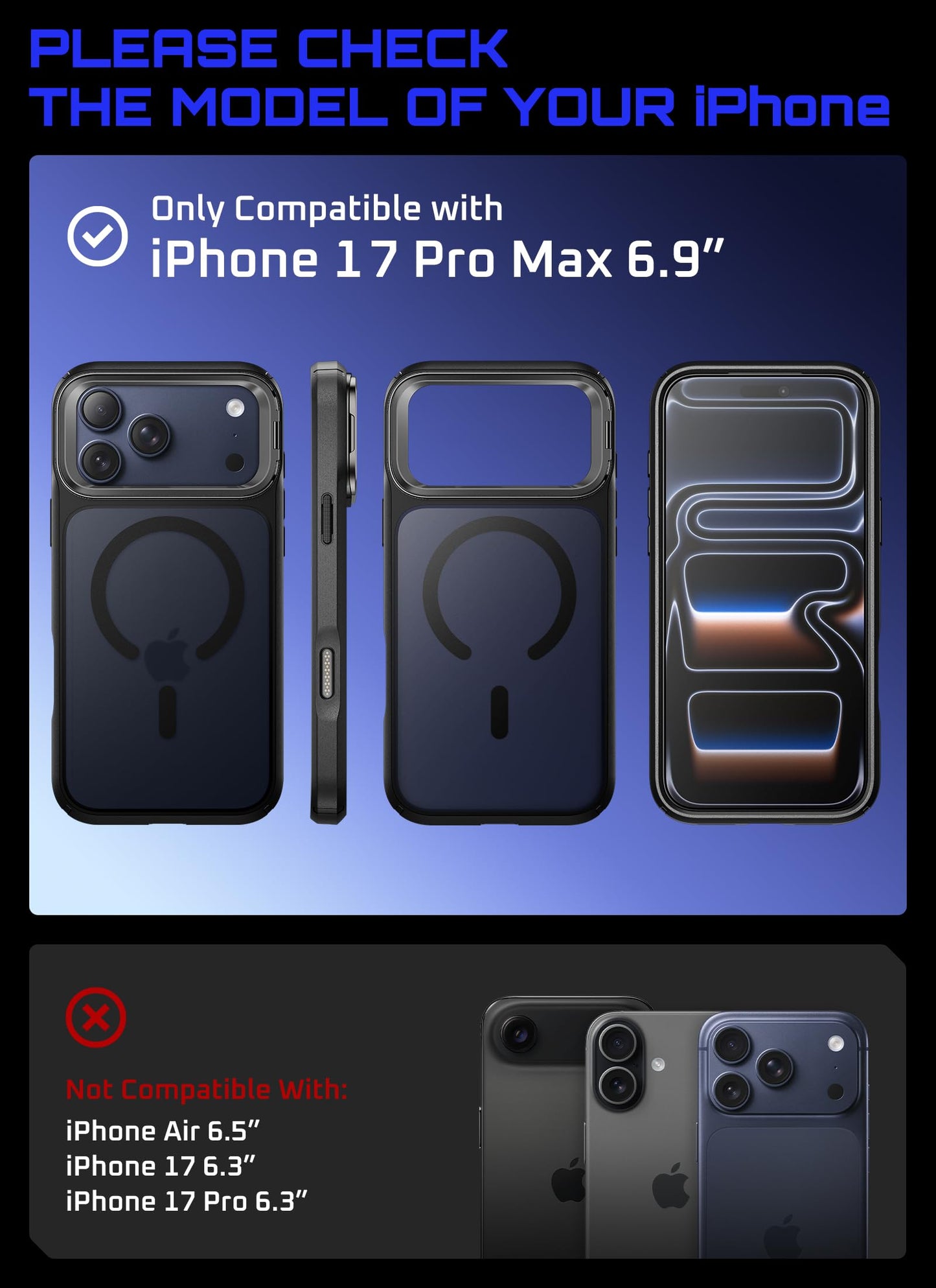 SUPCASE Funda Magnética para iPhone 17 Pro MAX Case Compatible con MagSafe [Unicorn Beetle mag] Resistente Carcasa Delgada Translúcida para iPhone 17 Pro MAX - Mate Negro