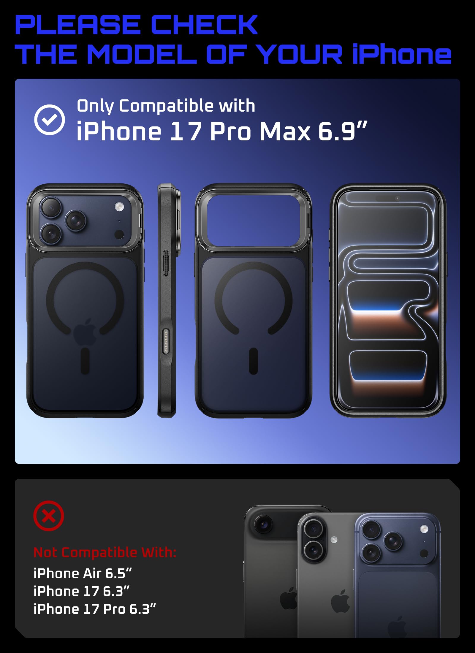 SUPCASE Funda Magnética para iPhone 17 Pro MAX Case Compatible con MagSafe [Unicorn Beetle mag] Resistente Carcasa Delgada Translúcida para iPhone 17 Pro MAX - Mate Negro