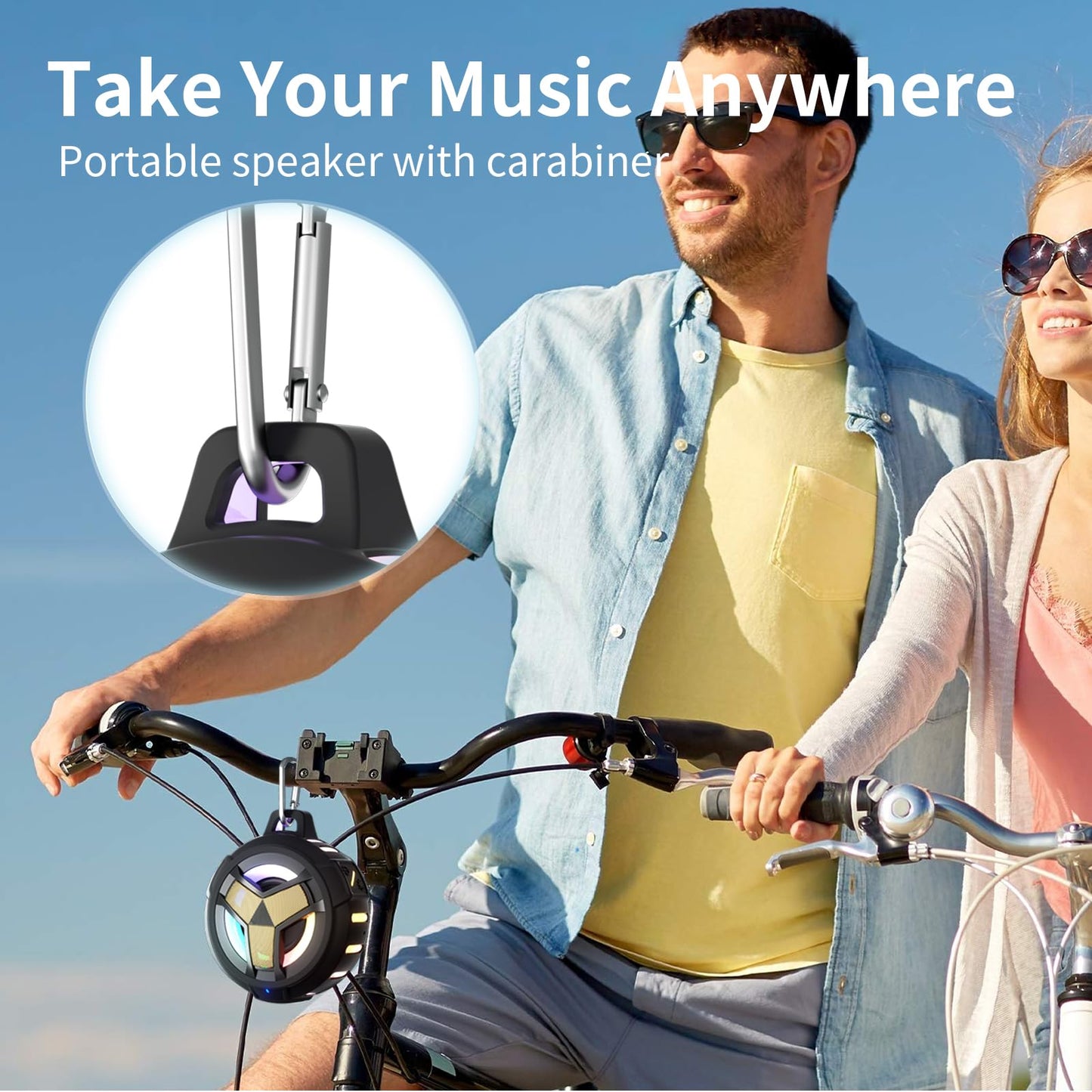 EBODA - Altavoz Bluetooth IP67 impermeable, flotante, LED, B18P, Negro y Dorado