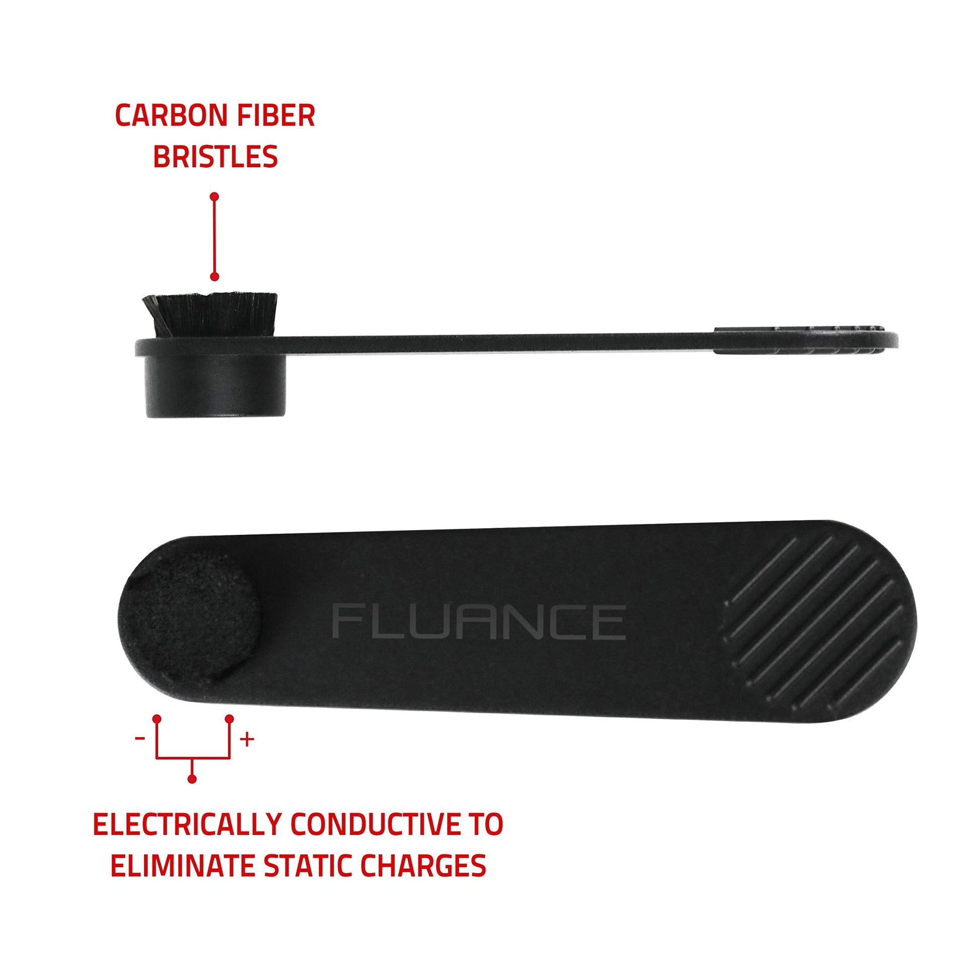 Kit Limpieza de Vinilos Fluance Negro con Cepillo Antiestático de Fibra de Carbono y Terciopelo para Agujas y LPs