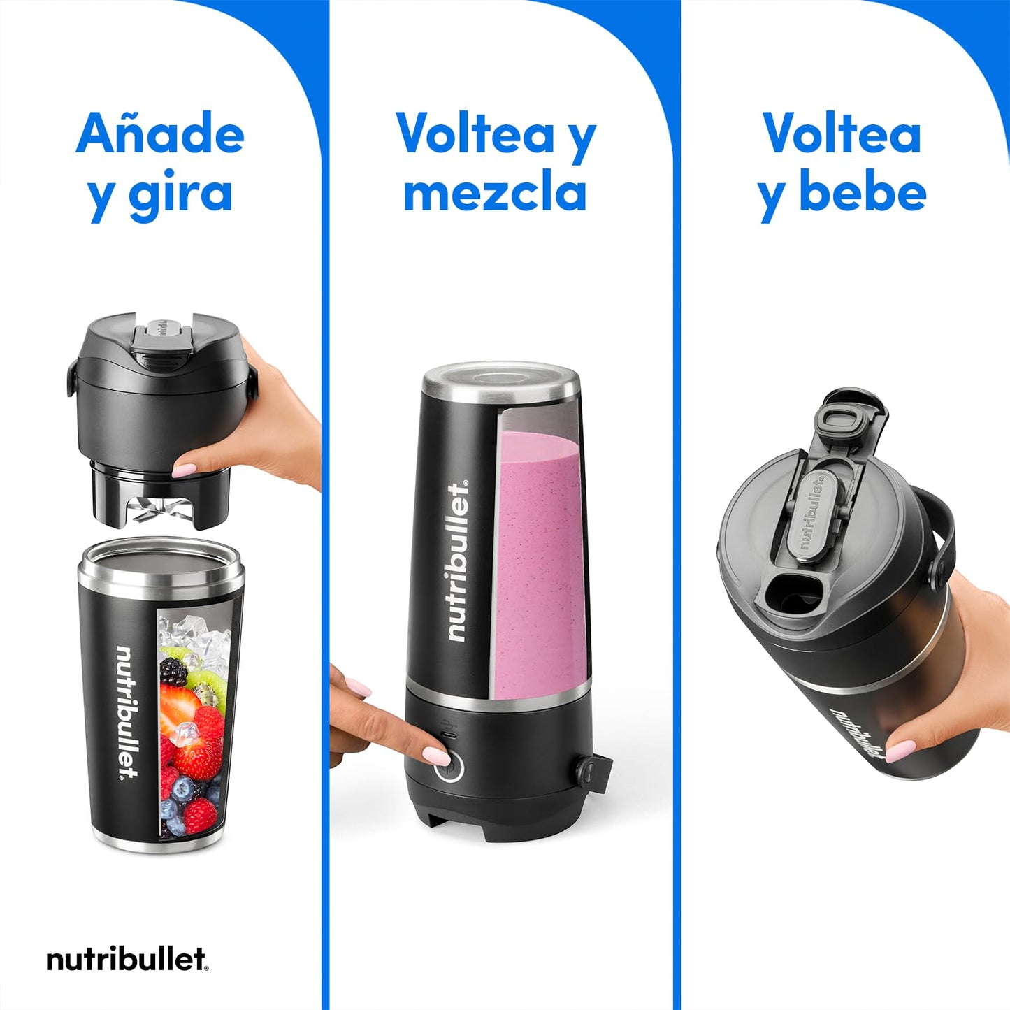 Licuadora Portátil Nutribullet Flip Blanca Compacta