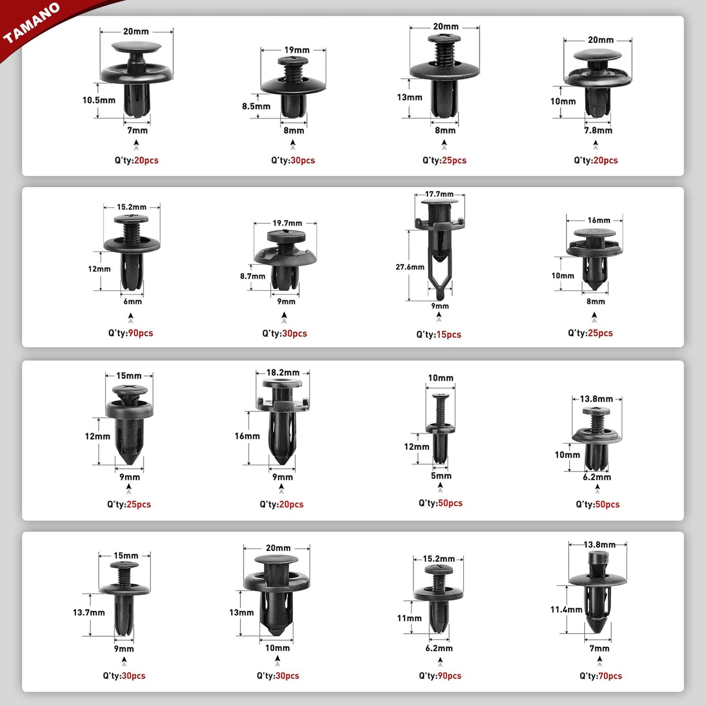 Grapas Automotrices,AVEDISANTE 665 PCS sujetadores de automóviles,herramientas para Coche,clips de fijación de parachoques de plástico para Toyota,Honda,Nissan,Mazda