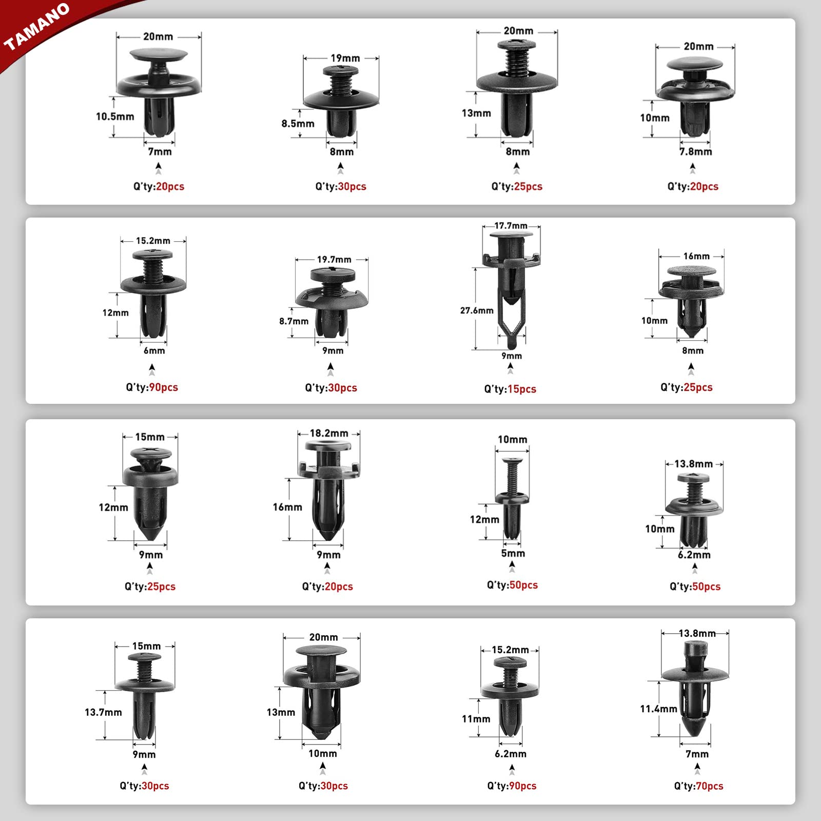 Grapas Automotrices,AVEDISANTE 665 PCS sujetadores de automóviles,herramientas para Coche,clips de fijación de parachoques de plástico para Toyota,Honda,Nissan,Mazda