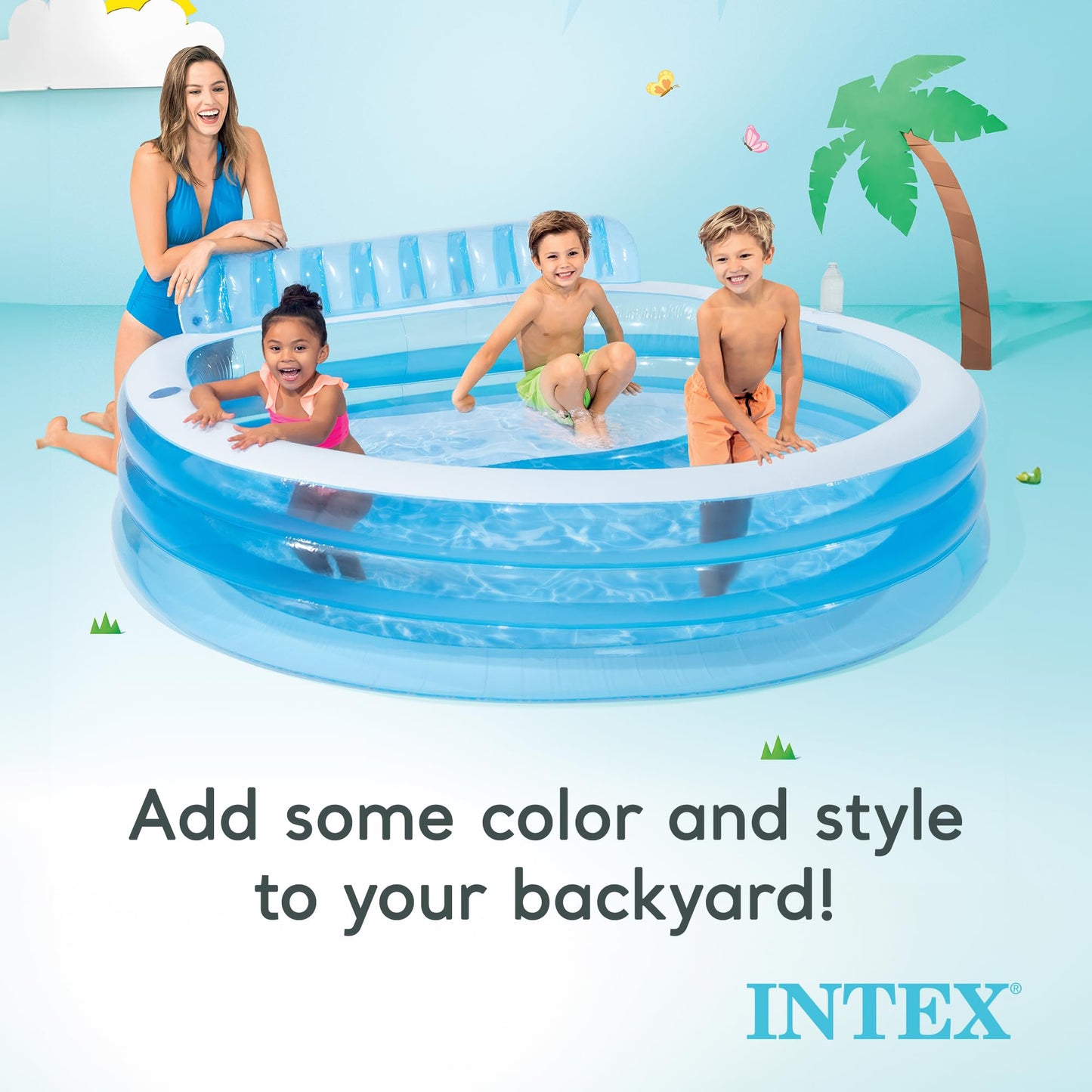 Intex Swim Center™ Inflatable Family Lounge Pool, 88in X 85in X 30in, for Ages 3+