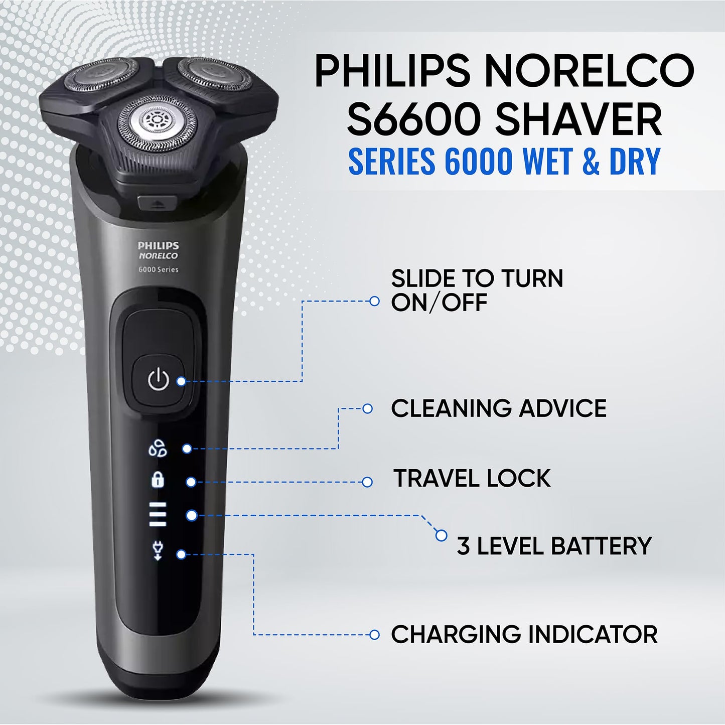 Philips Afeitadoras eléctricas para hombres, afeitadoras eléctricas recargables en húmedo y seco con tecnología SenseIQ, maquinillas de afeitar eléctricas inalámbricas para hombres con recortadora