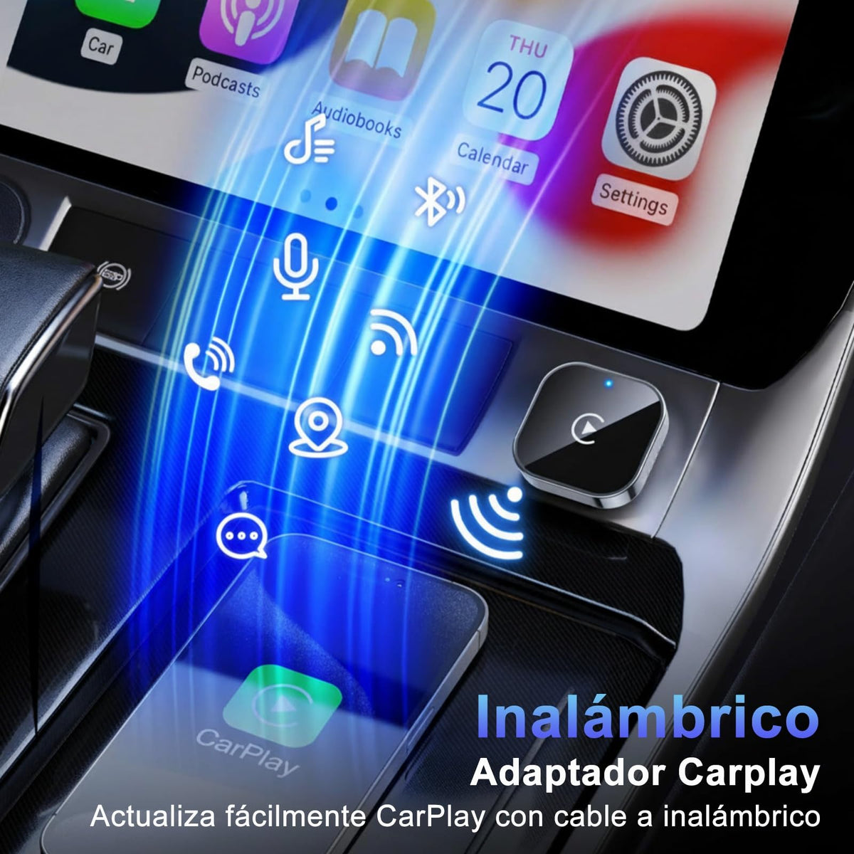 Adaptador Inalámbrico ZytaraX Negro para CarPlay Conexión Inalámbrica