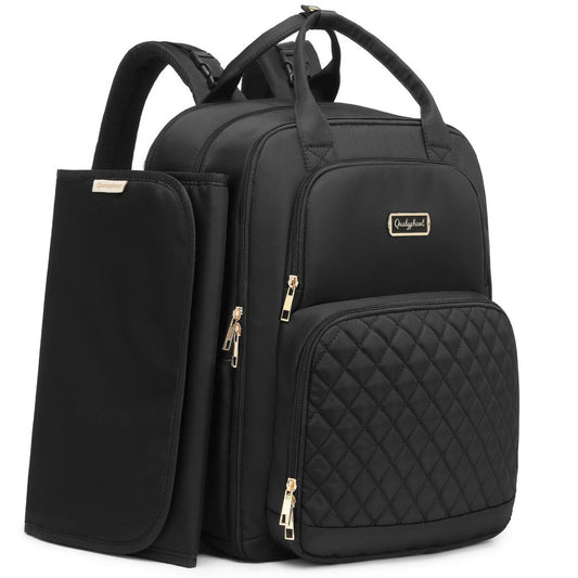 Mochila de Pañales Qualyphant Negra Expandible para 2 Niños Gemelos