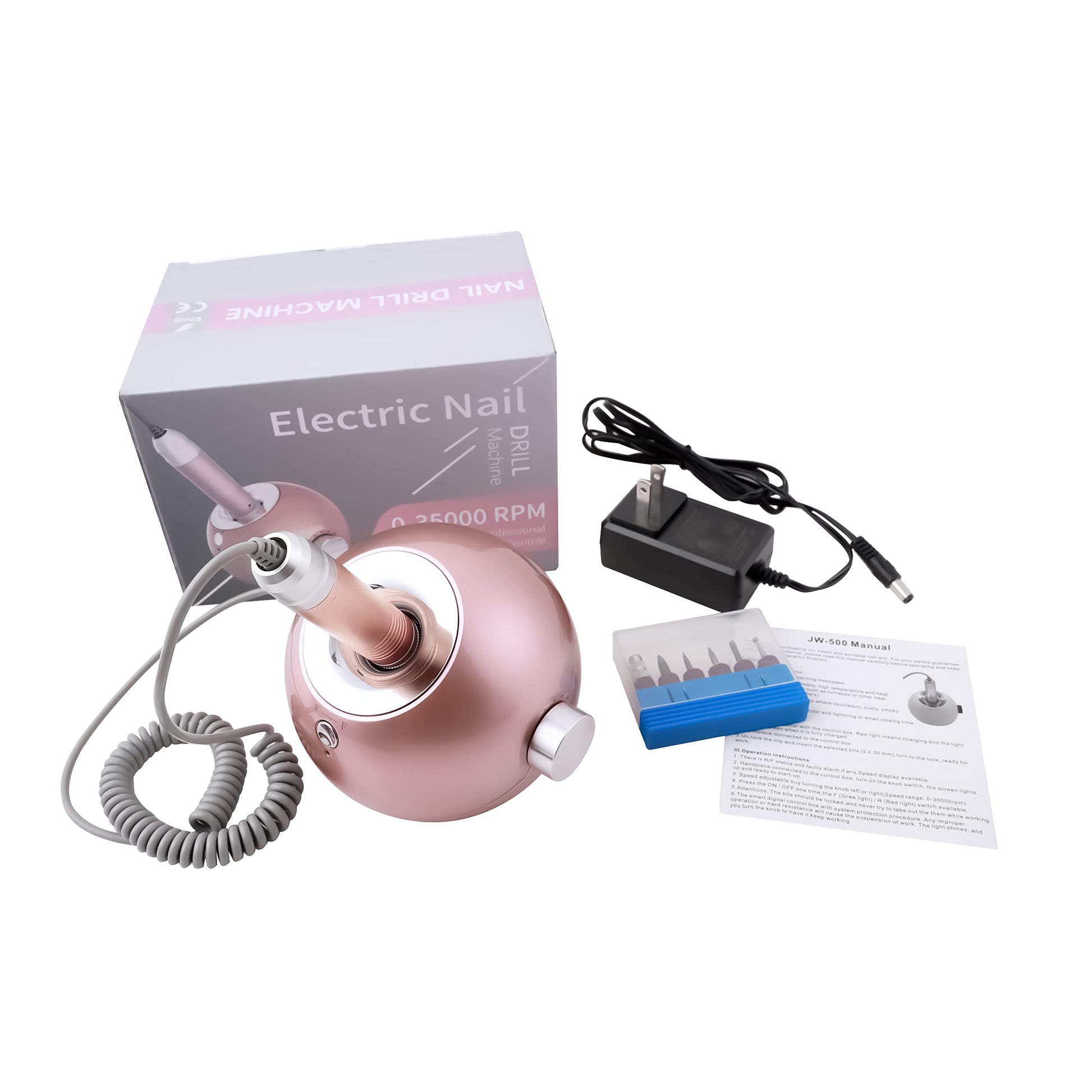Delanie Drill para Uñas Profesional 35000 RPM con Cable, Taladro Eléctrico para Uñas Acrílicas y de Gel, Máquina de Manicura y Pedicura para Salón, Oro Rosa (Con Cable, No Recargable)