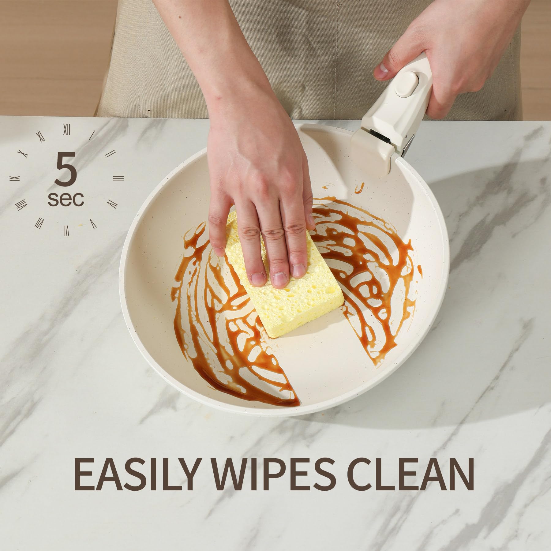 BECIGAR - Juego de 23 utensilios de cocina antiadherentes de cerámica con mango desmontable antiadherente, juego de cocina de inducción con mango extraíble, incluye sartenes y cacerolas para horno,