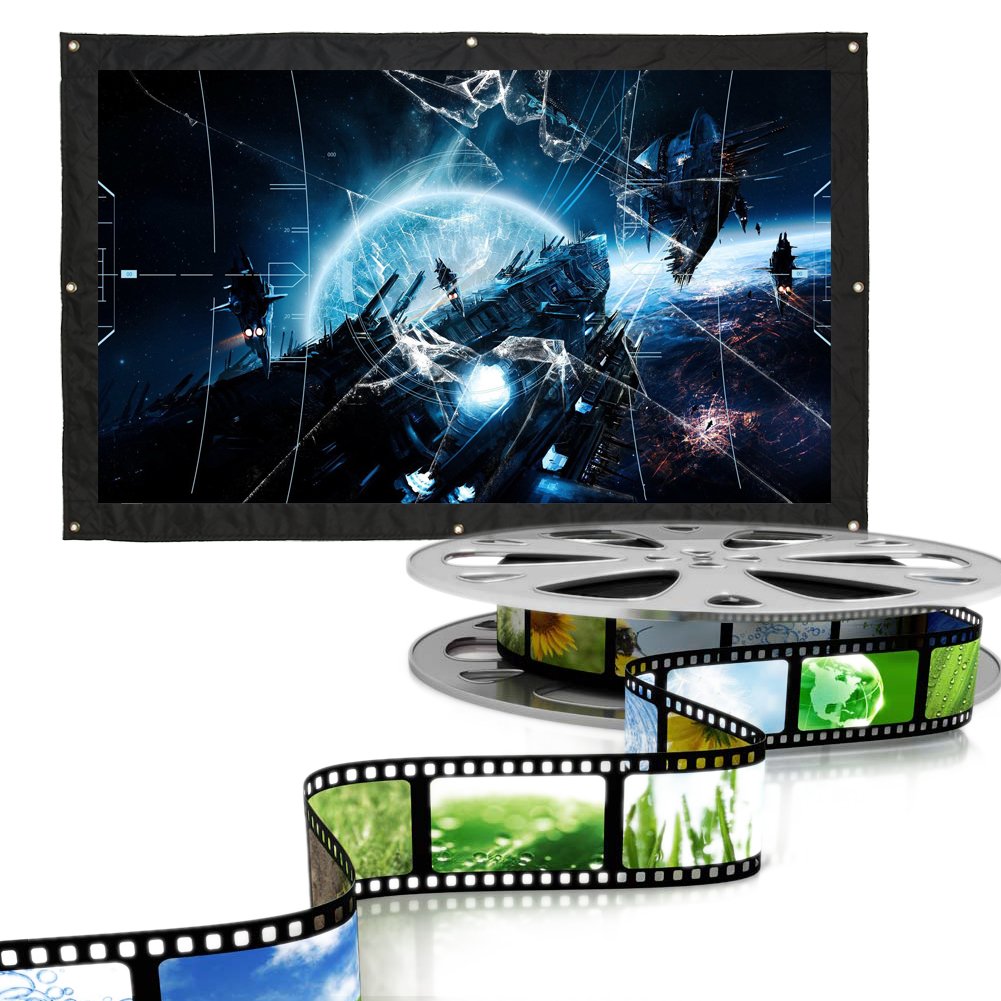 Pantalla de proyección de película de pared de 200 pulgadas, 16:9 HD, plegable, antiarrugas, portátil, pantalla de proyector de películas para cine en casa, exterior e interior, compatible con