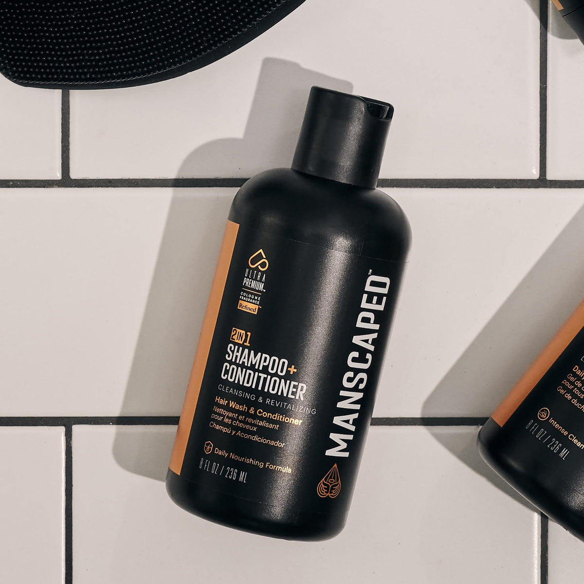 Champú y Acondicionador MANSCAPED Negro Fórmula Ultra Premium con Algas Marinas, Agua de Coco y Aloe