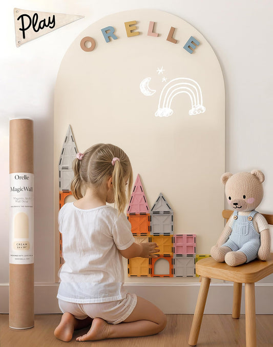 Pizarra Magnética Orelle Crema Grande Diseño Moderno de Arco para Niños