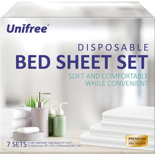 Juego de Sábanas Desechables de Viaje UNIFREE Blanco para Hotel