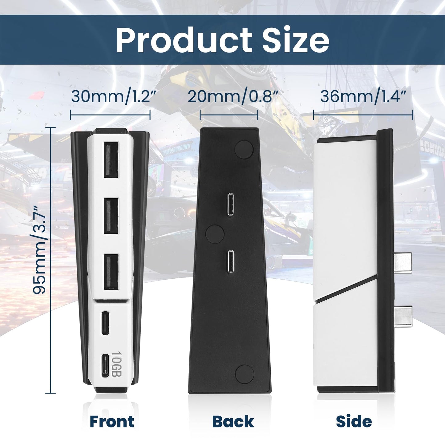 Concentrador USB Raryars Blanco de Alta Velocidad con 3 Puertos para PS5 Slim y PS5 Pro