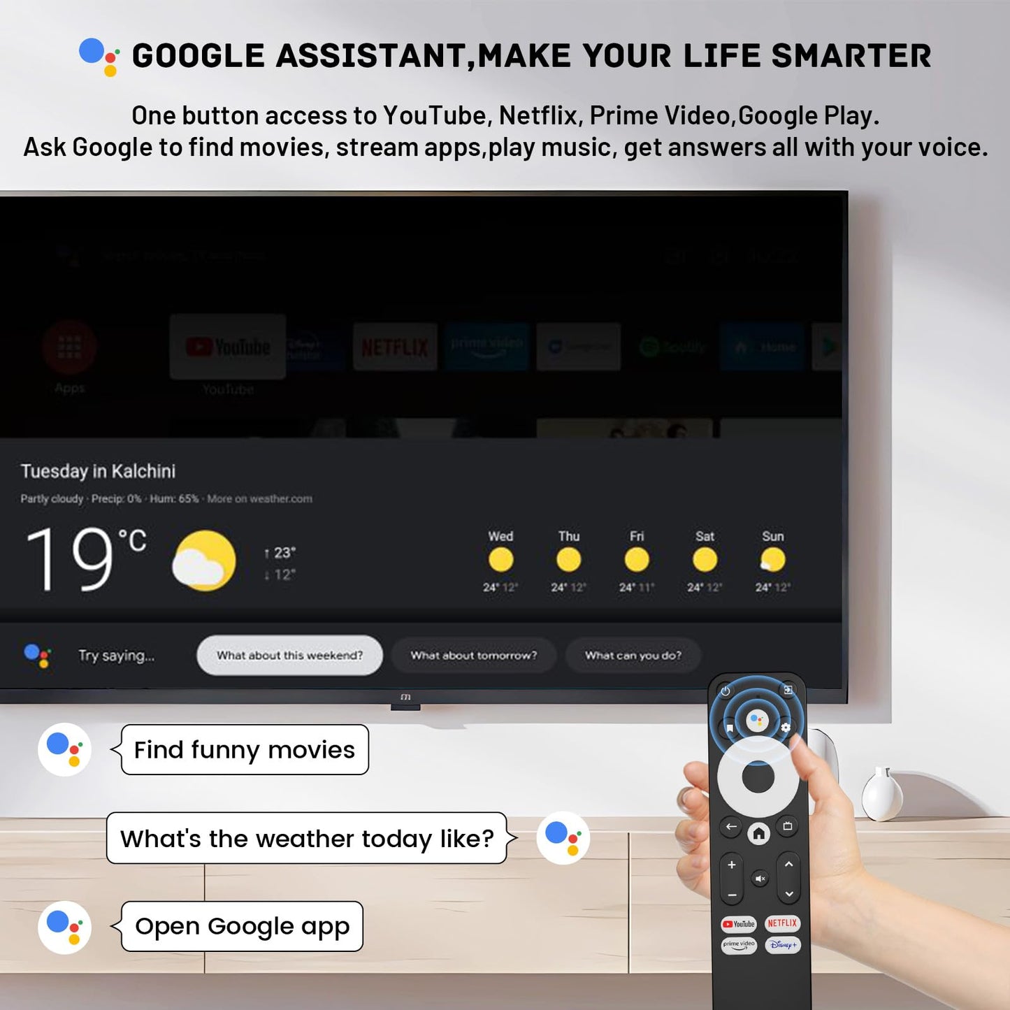 Caja de TV para Android 14.0 2025, Kinhank G1 Smart TV, compatible con Google Netflix, reproductor de transmisión de 4+32 GB, Ultra 4K HDR 10+/Dolby Vision/Audio, Wi-Fi 6, Ethernet, BT 5.0, AV1