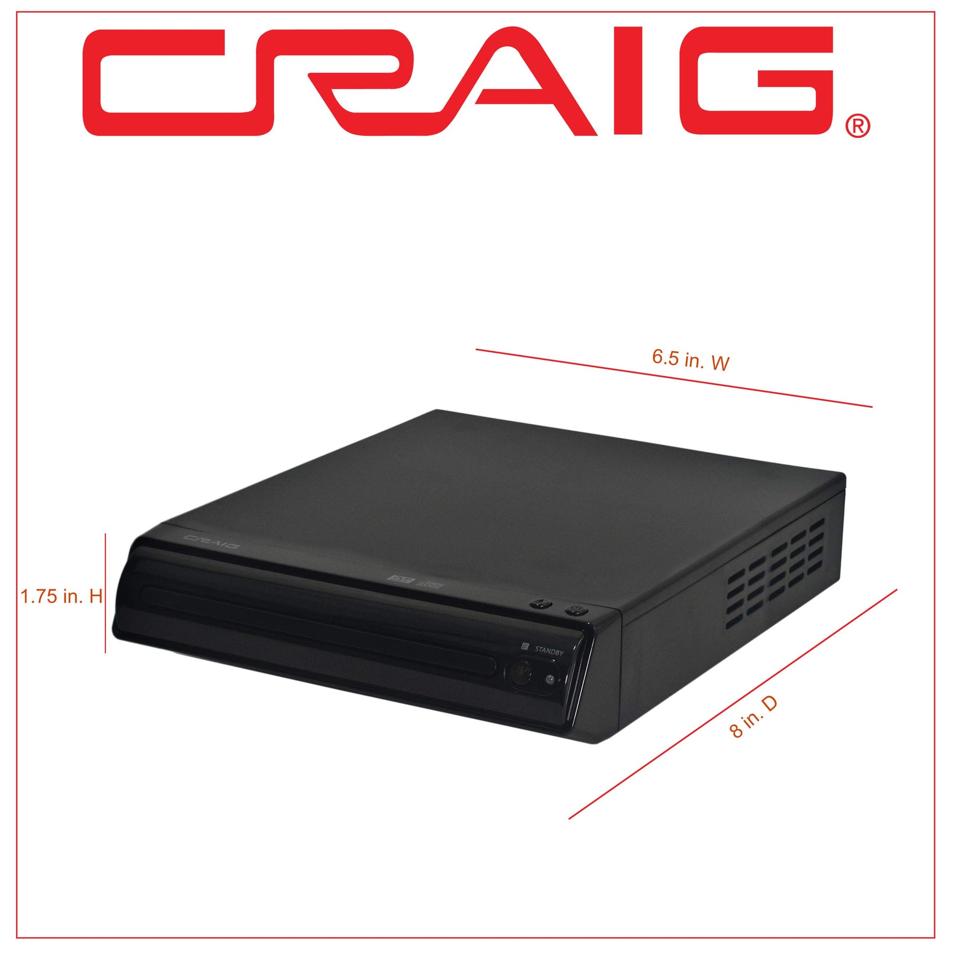 Reproductor Compacto de DVD Craig Negro con Control Remoto