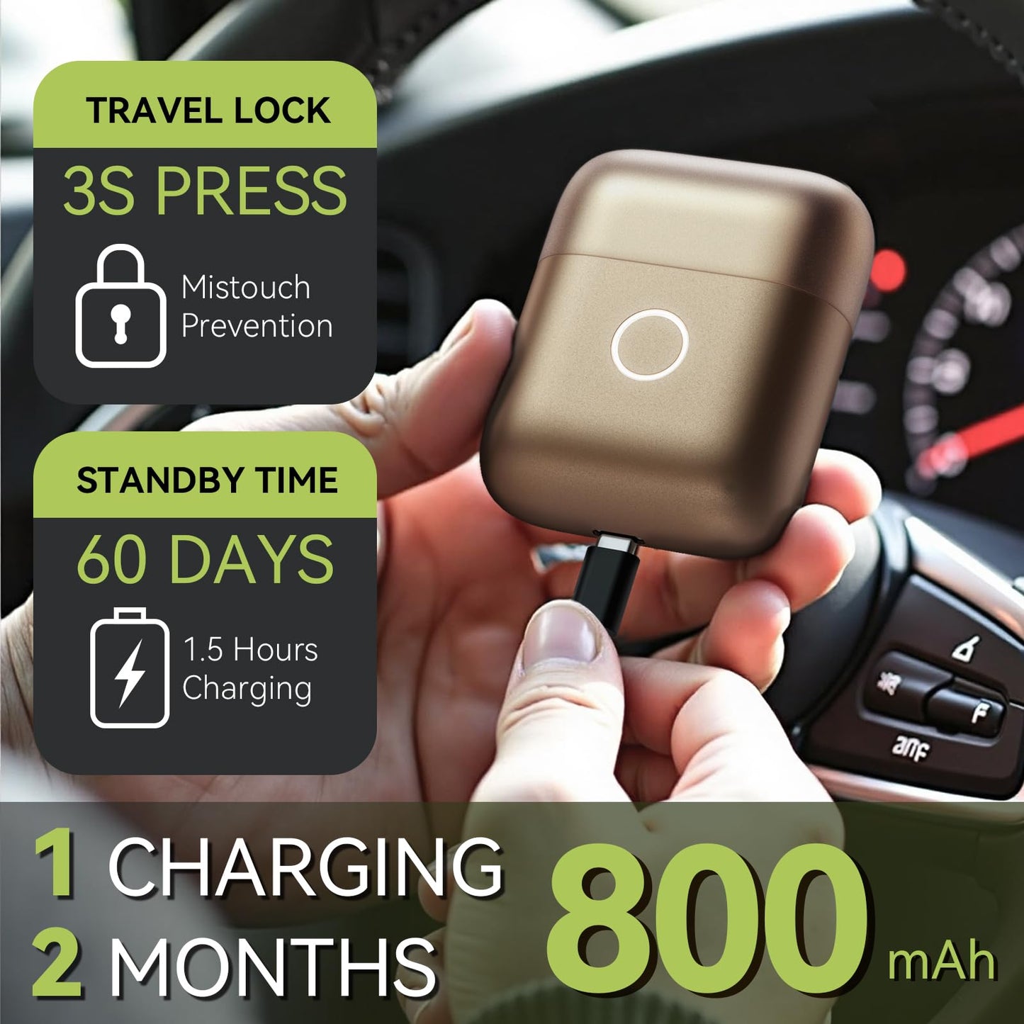 V N U Afeitadora eléctrica VNU con cuerpo de aleación, miniafeitadora de bolsillo para viajes, para hombres, resistente al agua IPX7 y 60 días de autonomía, ideal como regalo para hombres, esposos o p