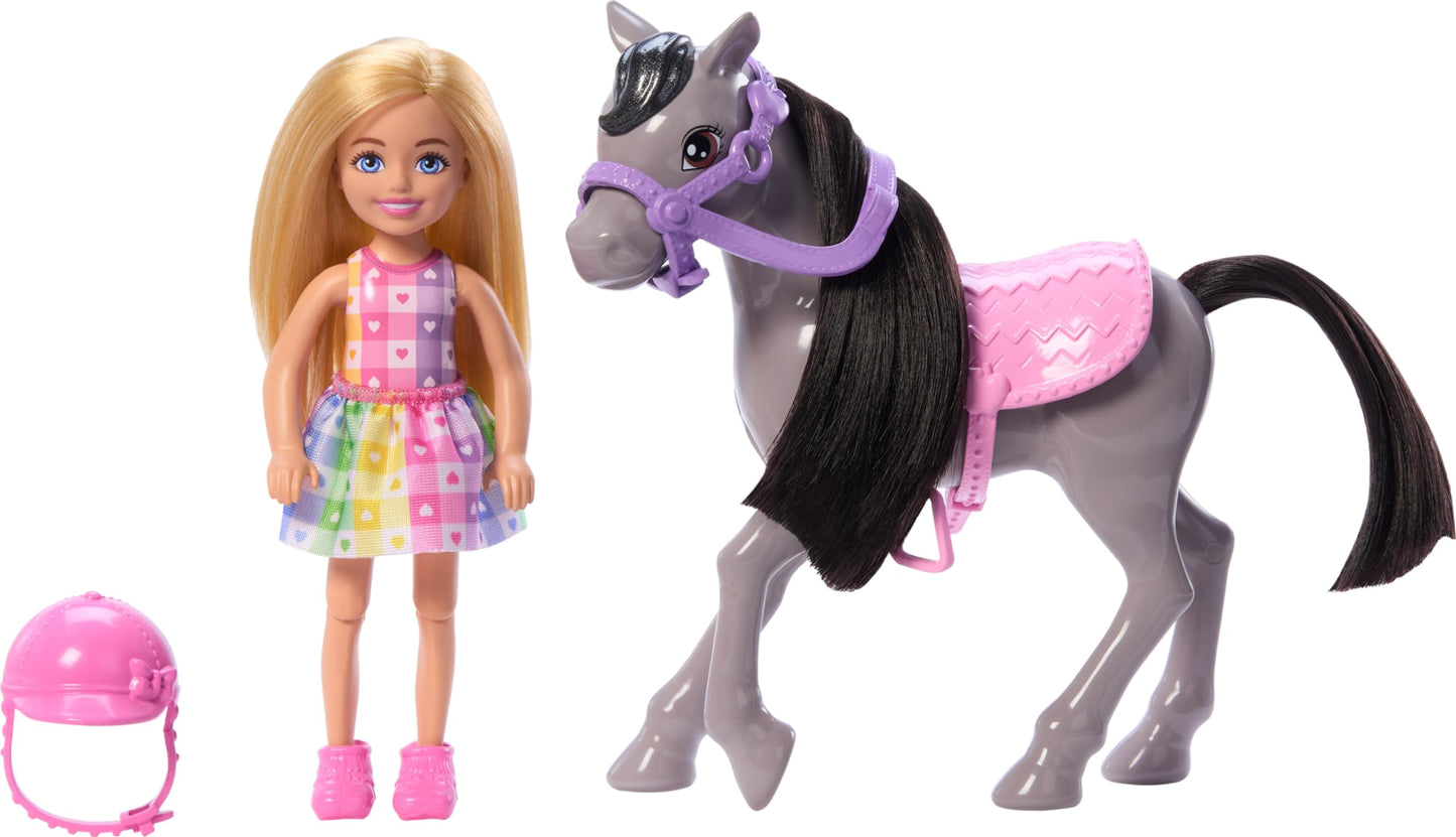 Barbie Set de Juego Chelsea Paseo en Pony para niñas de 3 años en adelante
