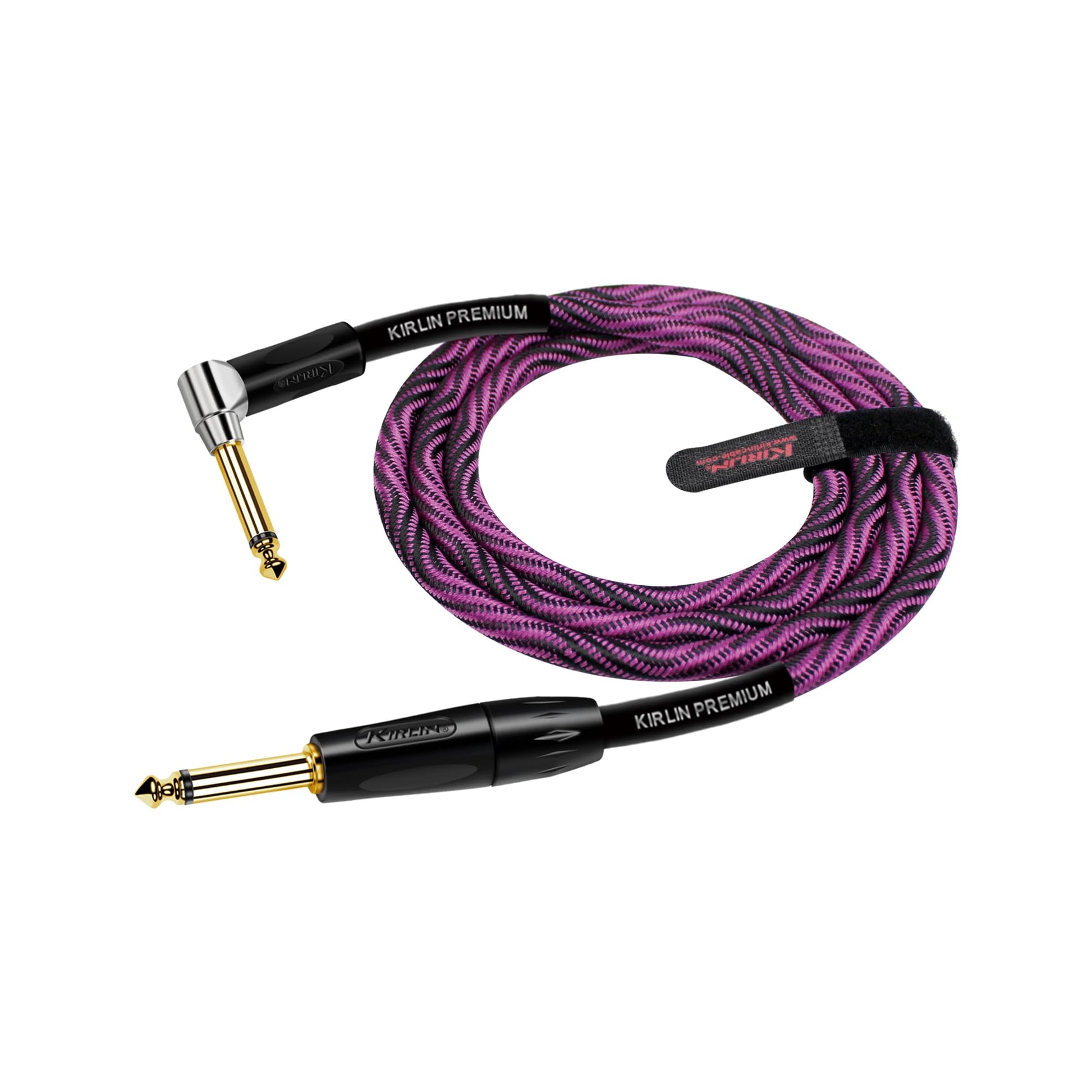 KIRLIN Cable IWB para instrumentos, 1/4 pulgadas de ángulo recto a recto, onda negra morada, 10 pies (IWB-202 BFGL-10/WBP)