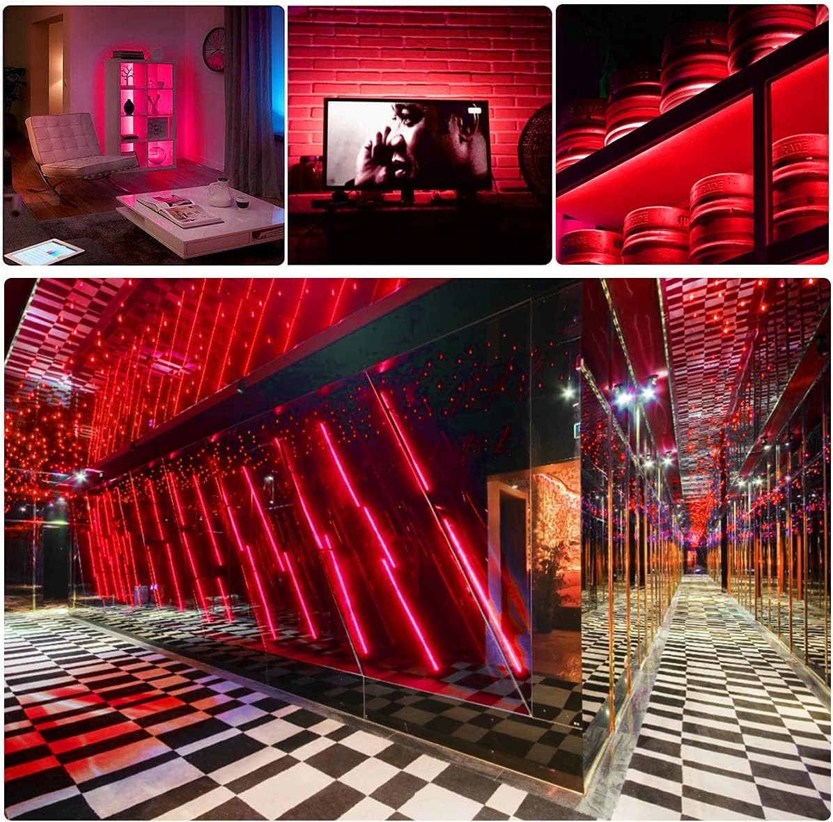 Luces LED Neón ADOOCA Rojo 5M 600 LED Flexibles Regulables para Decoración Interior y Exterior