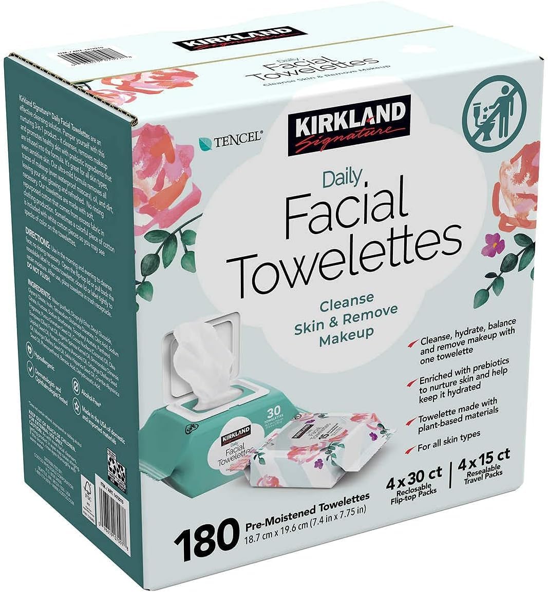 Kirkland-Signature Daily Facial Towellettes, 4.53 Pound (180 Count, 1-Box)