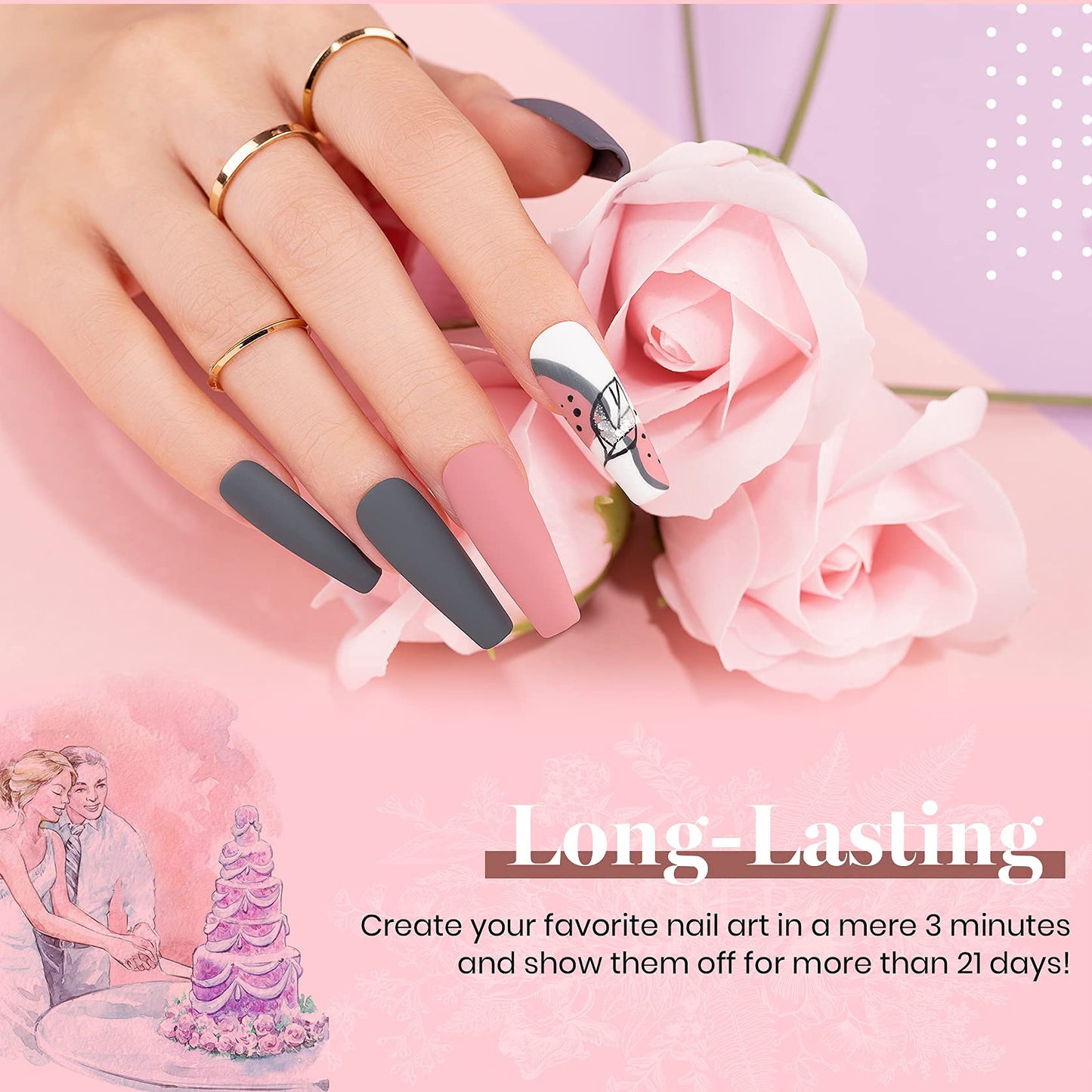 Beetles Belleza de Dama de Honor Juego de Esmaltes en Gel Clásico -Desnudo Gris Rosa 6 Colores Kit de Esmalte de Gel Para Boda Empapa Lámpara LED Kit de Manicura de Gel de Esmalte de Uñas