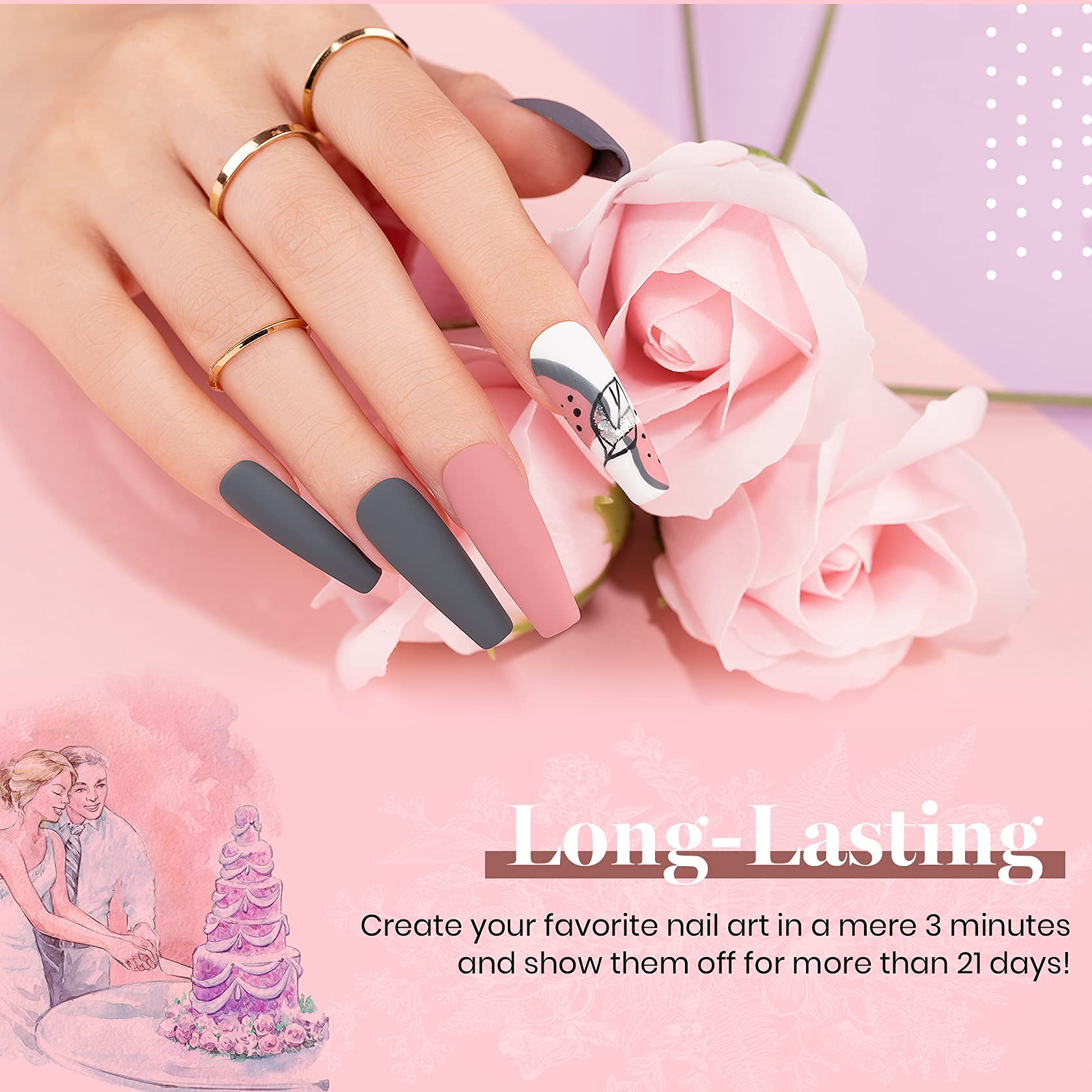 Beetles Belleza de Dama de Honor Juego de Esmaltes en Gel Clásico -Desnudo Gris Rosa 6 Colores Kit de Esmalte de Gel Para Boda Empapa Lámpara LED Kit de Manicura de Gel de Esmalte de Uñas