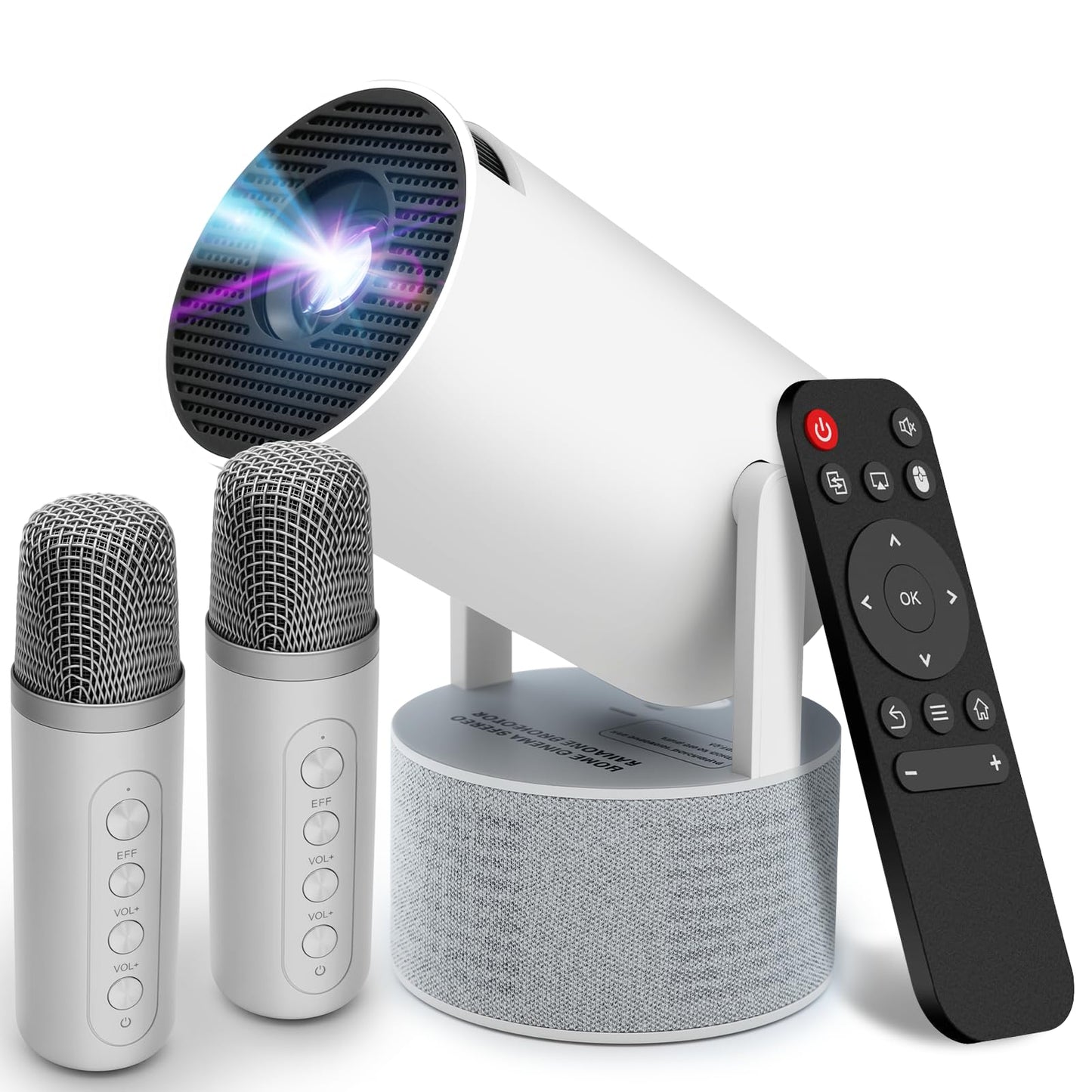 Mini Proyector 4K 1080P, Proyector Port?til con Karaoke, Wifi 6, Bluetooth 5.0, 200 Ansi, Android 11, Usb y Hdmi, Proyectores con Dos Micr?fonos Compatible con Smartphone/tabletas/pc/tv Stick/xbox/ps5