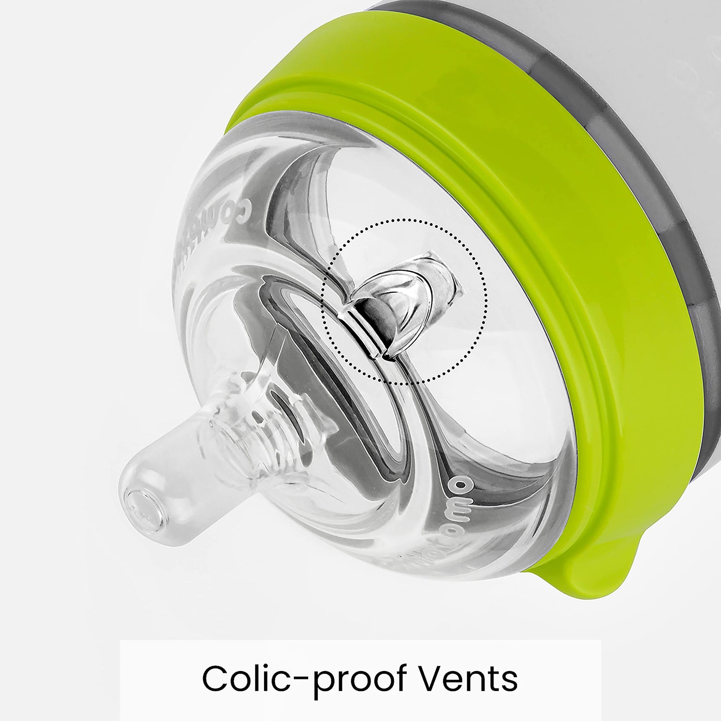 Comotomo Pack de 2 Biberones de Silicona de 150 Ml, Anillo Verde