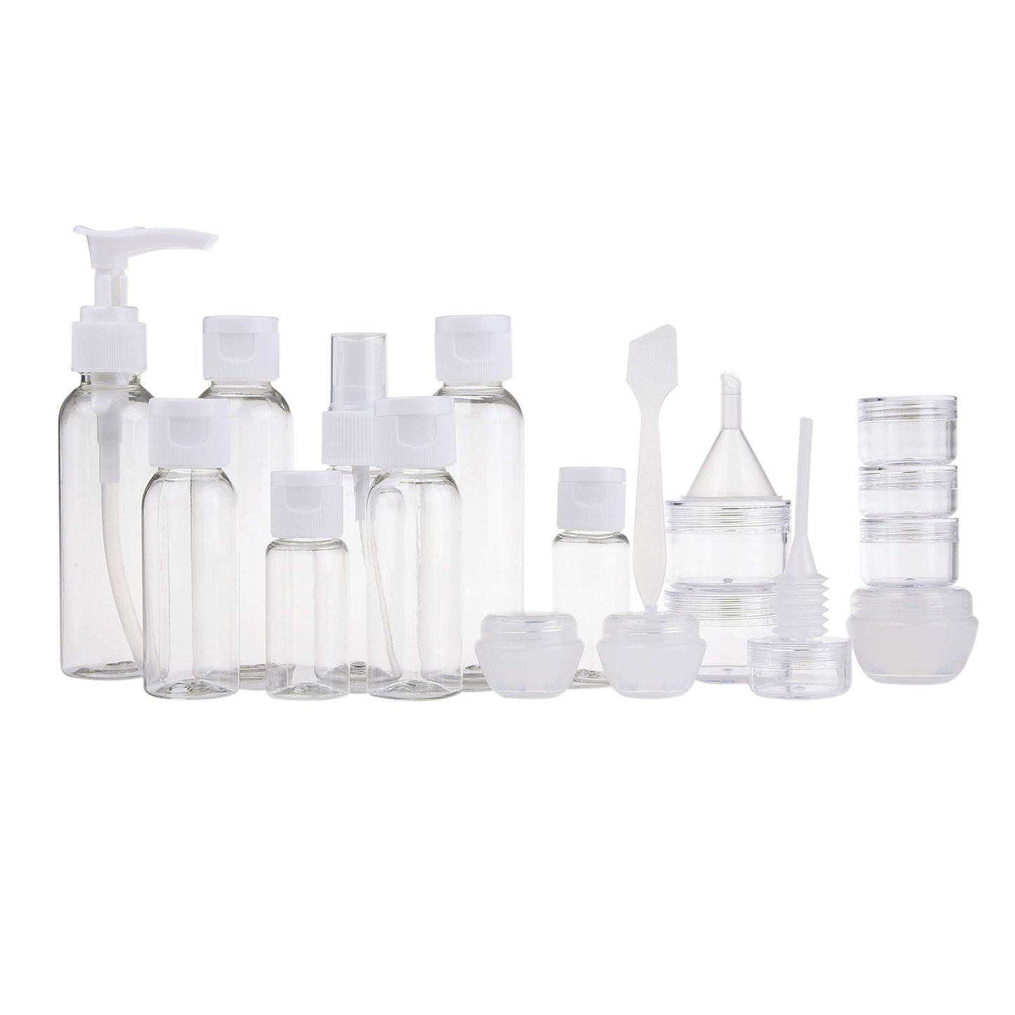 Kare & Kind Travel Set-Refillable-Tsa/Airline Approved-8 Bottles and 9 Jars-3 Tools (Pipette, Funnel and Mini Spatula) -for Downsized Portions of Your Favor 8 9 3 Favorite Cosmetics, Lotions and Cre