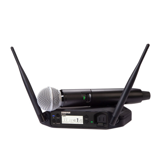 Micrófono Inalámbrico Digital Shure GLXD24+ SM58 Negro de Doble Banda para Iglesia y Karaoke