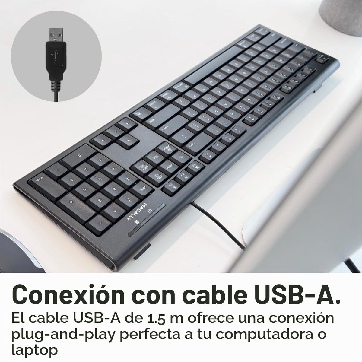 Teclado Macally Blanco con Cable y Almohadilla Numérica para Mac