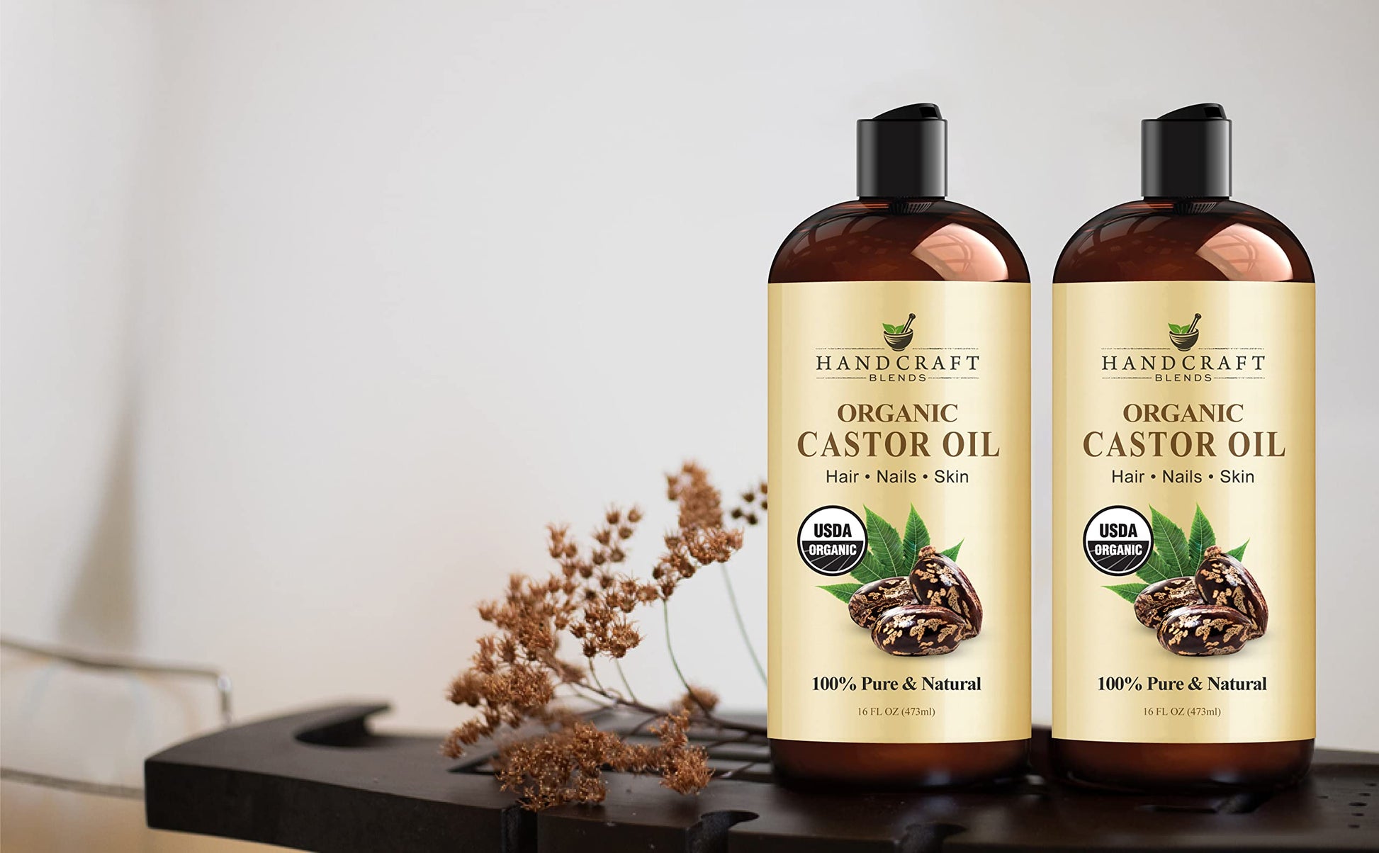 Aceite de Ricino Orgánico Puro 16 oz. para Nutrir Cabello y Piel - Oferta Especial - Productos Naturales de Belleza