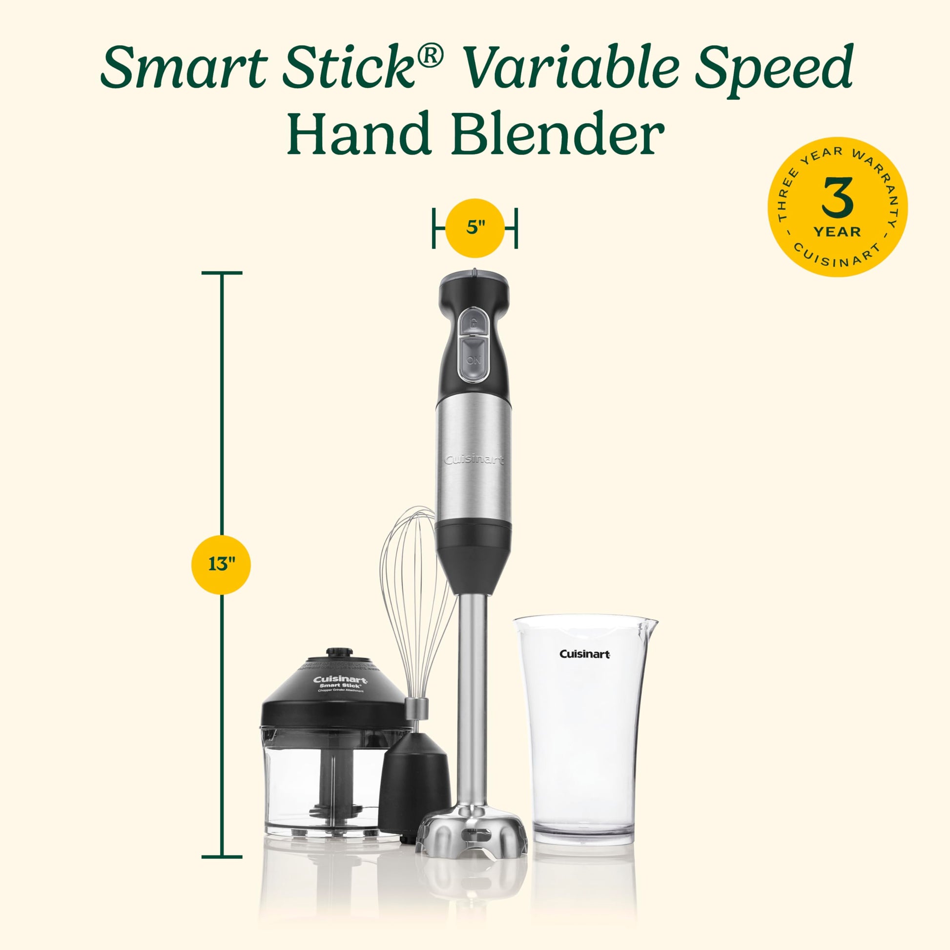 Cuisinart CSB-179 Batidora de inmersión Smart Stick con accesorios,