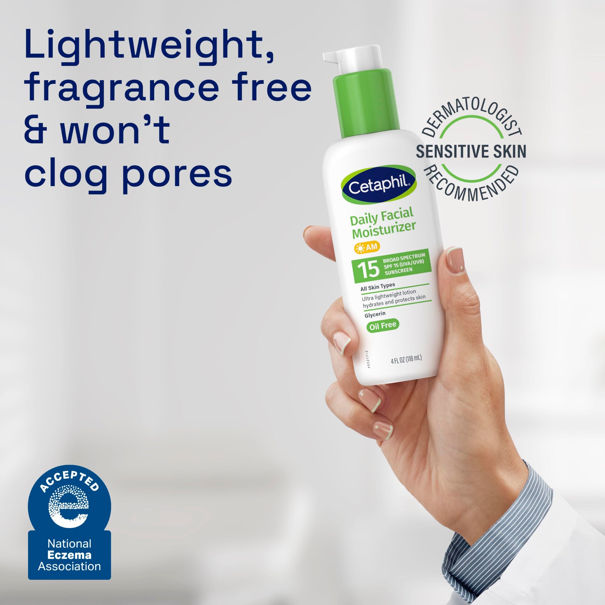 Hidratante Facial Diario Cetaphil sin Fragancia SPF 15 Botellas 4 Onzas Pack de 2